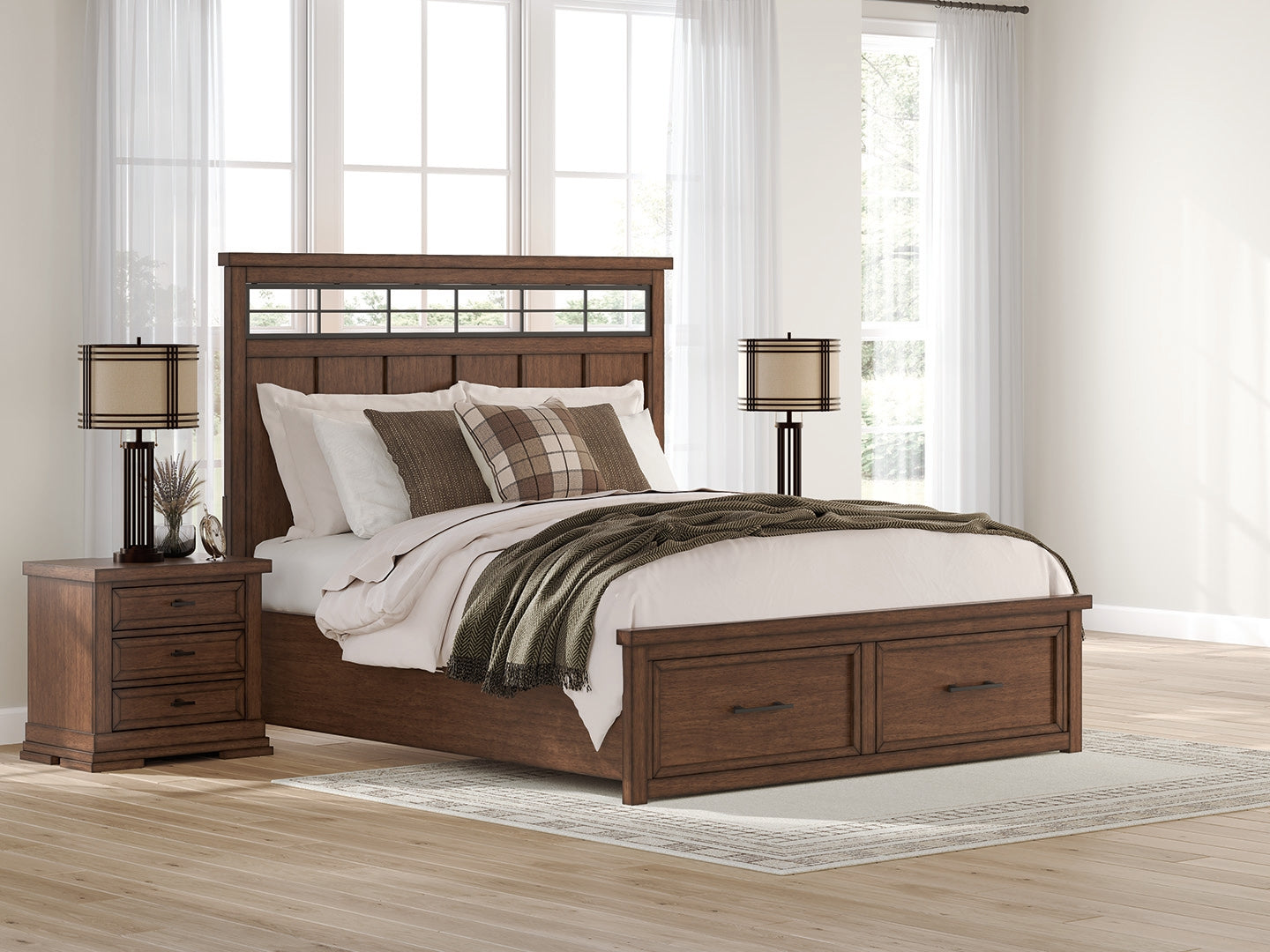 Warmstead Furniture - Ashley Furniture - Taffenbrook Bedroom - California King Panel Storage Bed / Medium Brown - B849B5