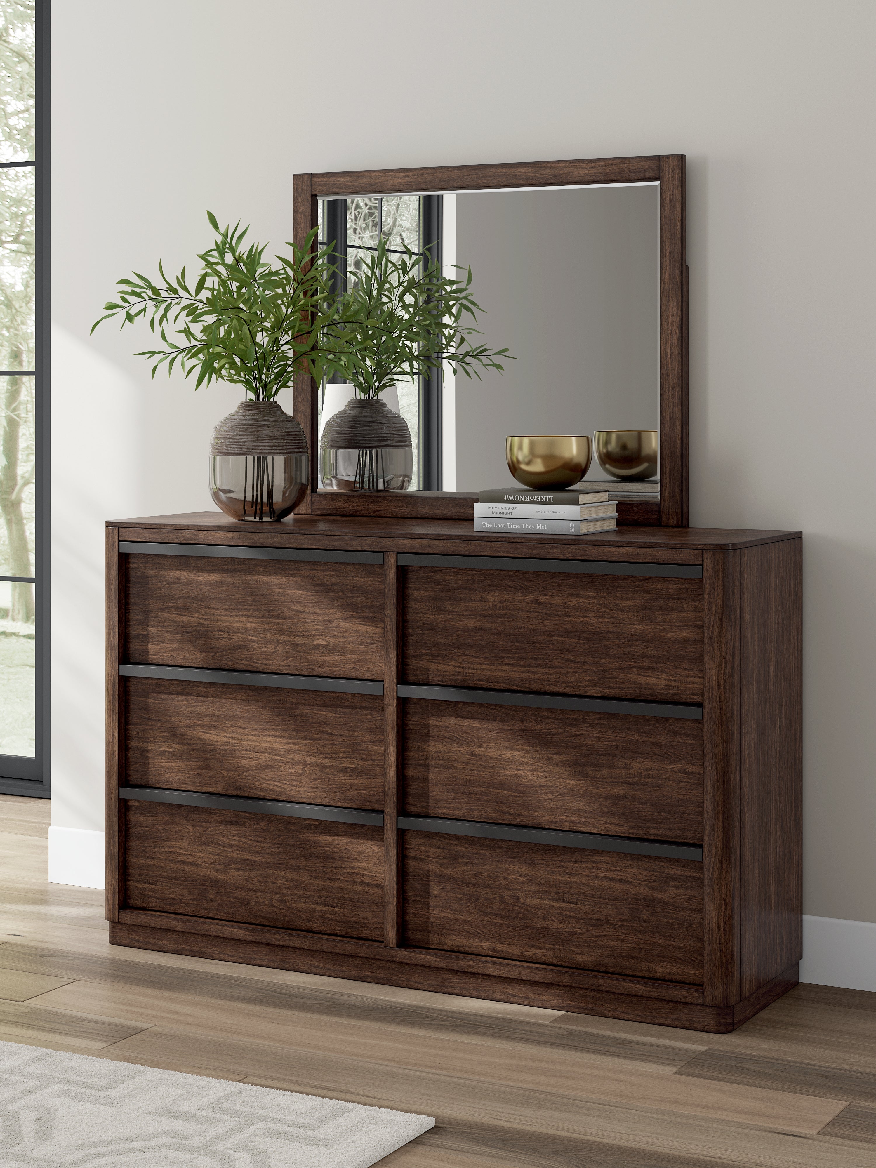 Warmstead Furniture - Ashley Furniture - Dilenno Bedroom - Dresser and Mirror / Dark Brown - PCB857B1