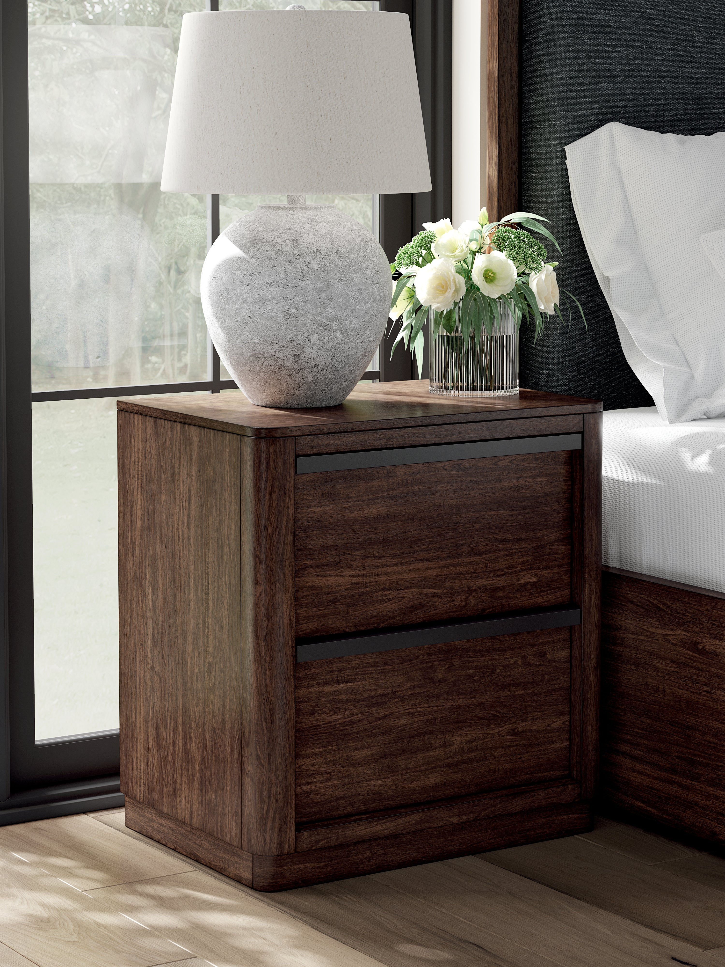 Warmstead Furniture - Ashley Furniture - Dilenno Bedroom - Two Drawer Night Stand / Dark Brown - PCB857-92