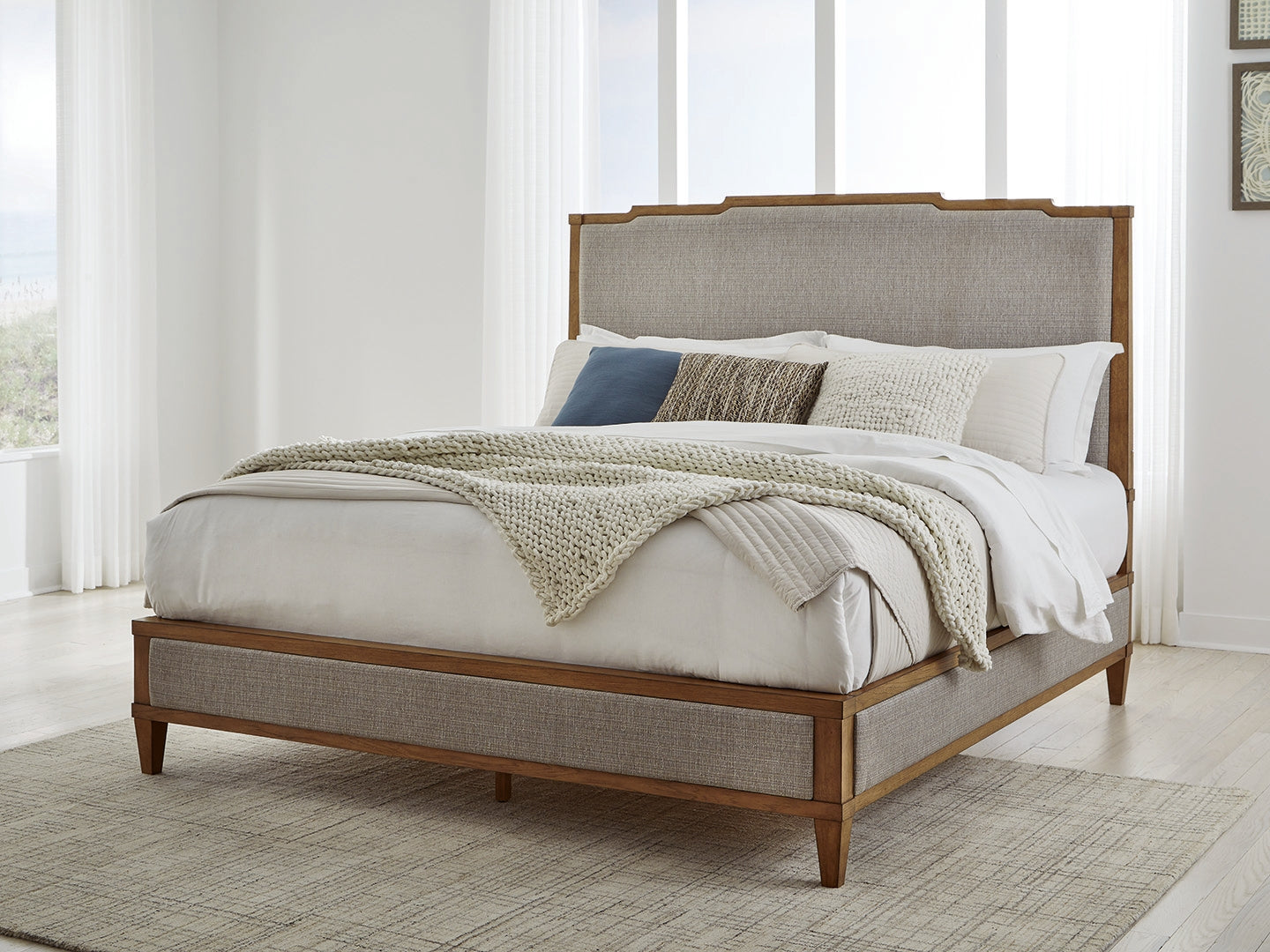 Warmstead Furniture - Ashley Furniture - Sharlance Bedroom - California King Upholstered Panel Bed / Light Brown - B895B7