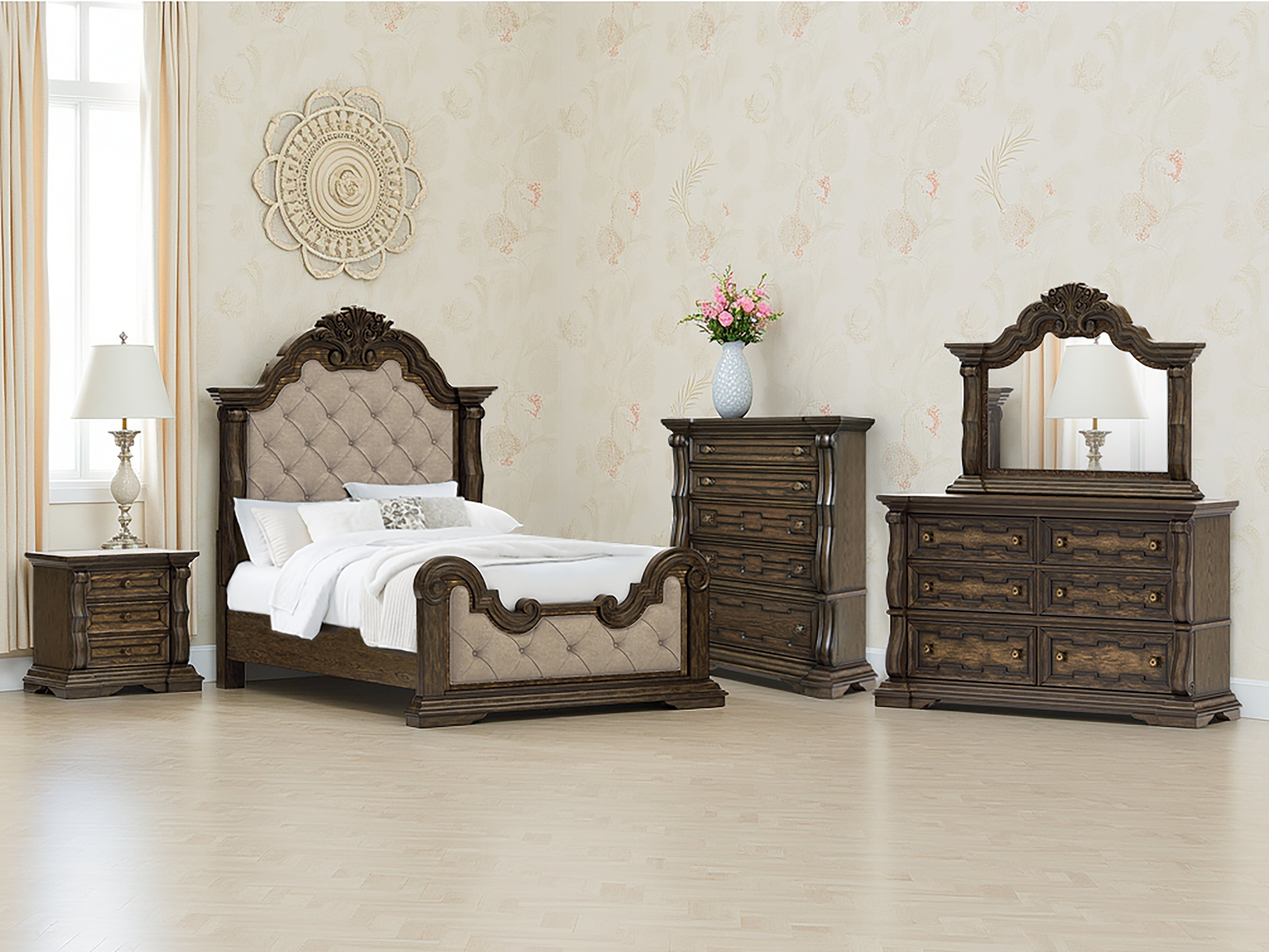 Warmstead Furniture - Ashley Furniture - Maylee Bedroom - Queen Upholstered Bed / Dark Brown - B947B2
