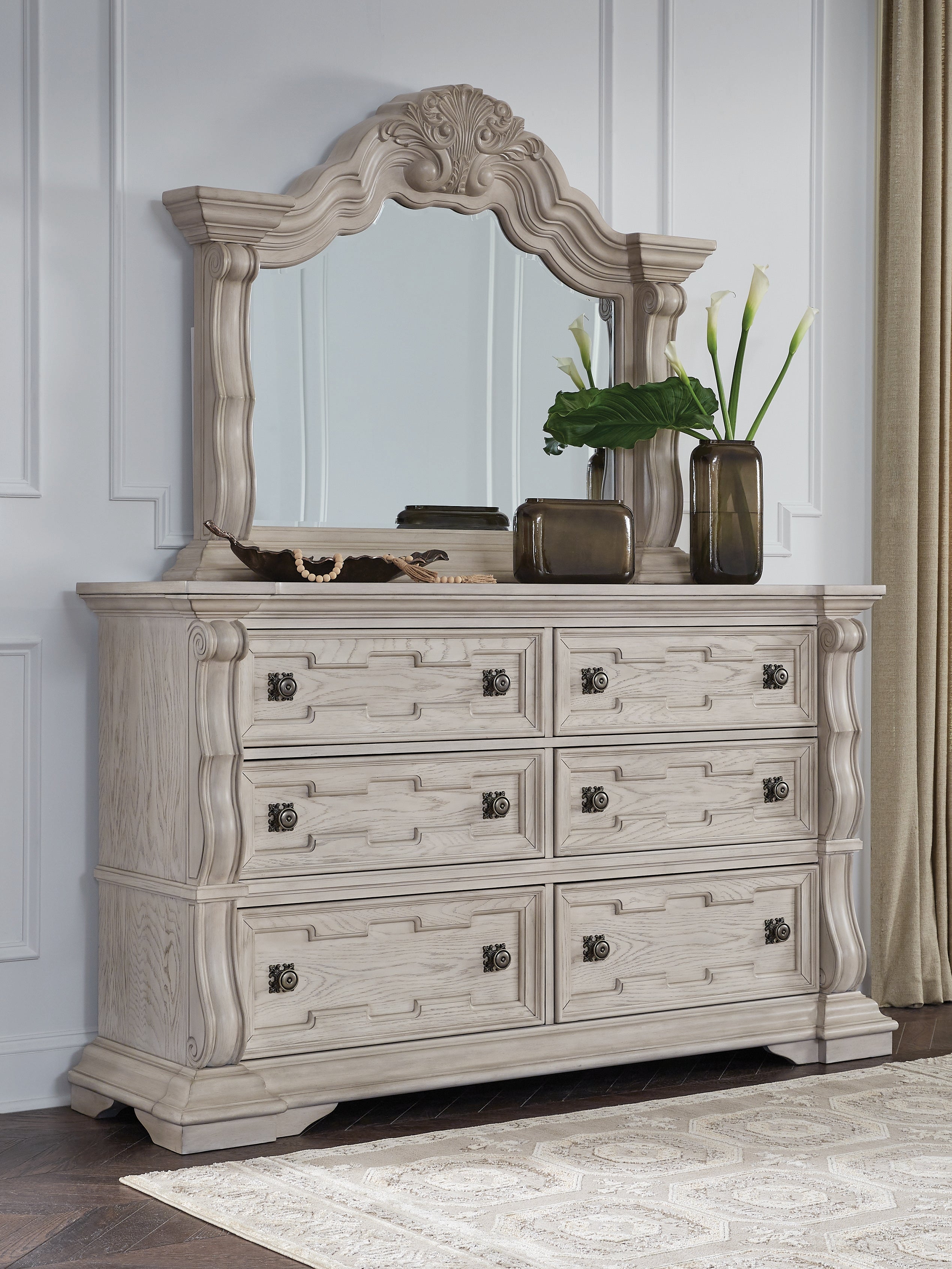 Warmstead Furniture - Ashley Furniture - Bruchandi Bedroom - Dresser and Mirror / Antique White - PCB948B1