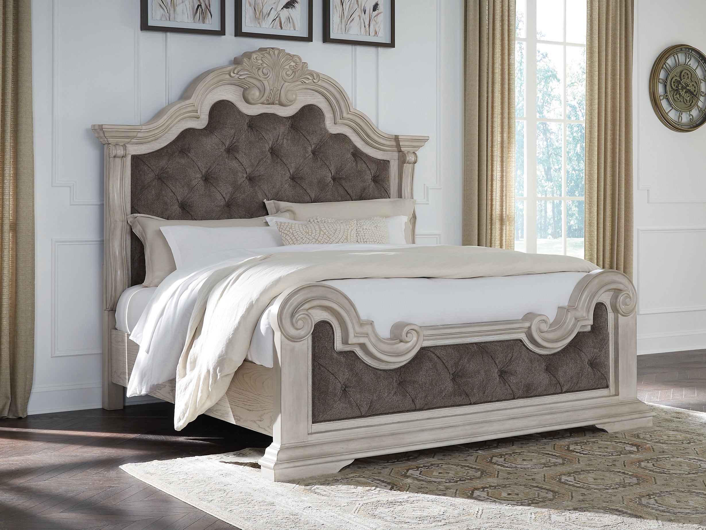 Warmstead Furniture - Ashley Furniture - Bruchandi Bedroom - California King Upholstered Panel Bed / Antique White - PCB948B5