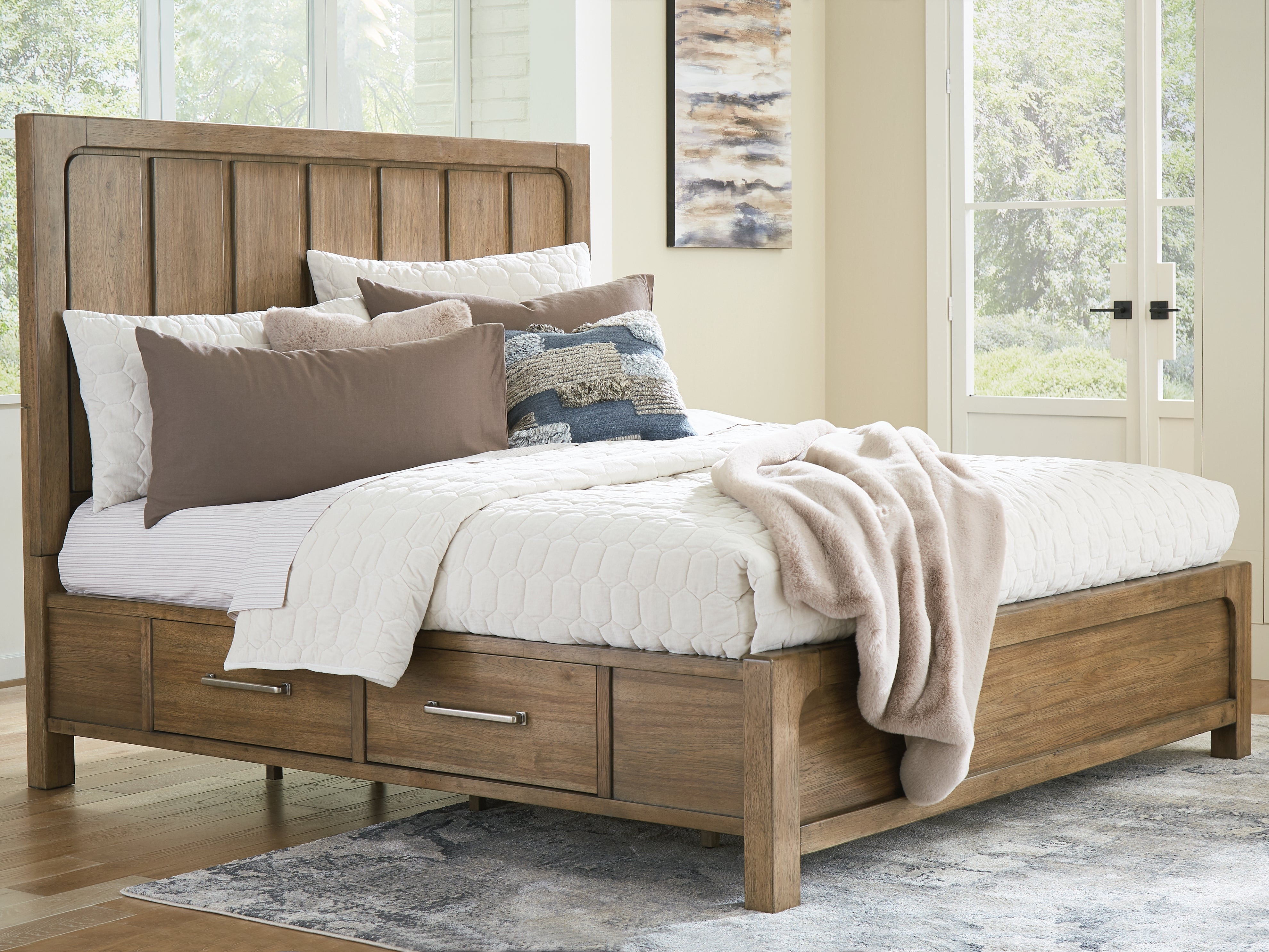 Warmstead Furniture - Ashley Furniture - Cabalynn Bedroom - California King Panel Bed with Storage / Light Brown - B974B9