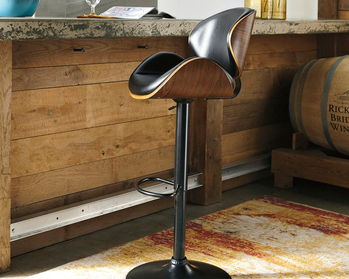 Warmstead Furniture - Ashley Furniture - Bellatier Dining Room - Adjustable Height Bar Stool (Set of 2) / Black/Chrome Finish - D120-130X2