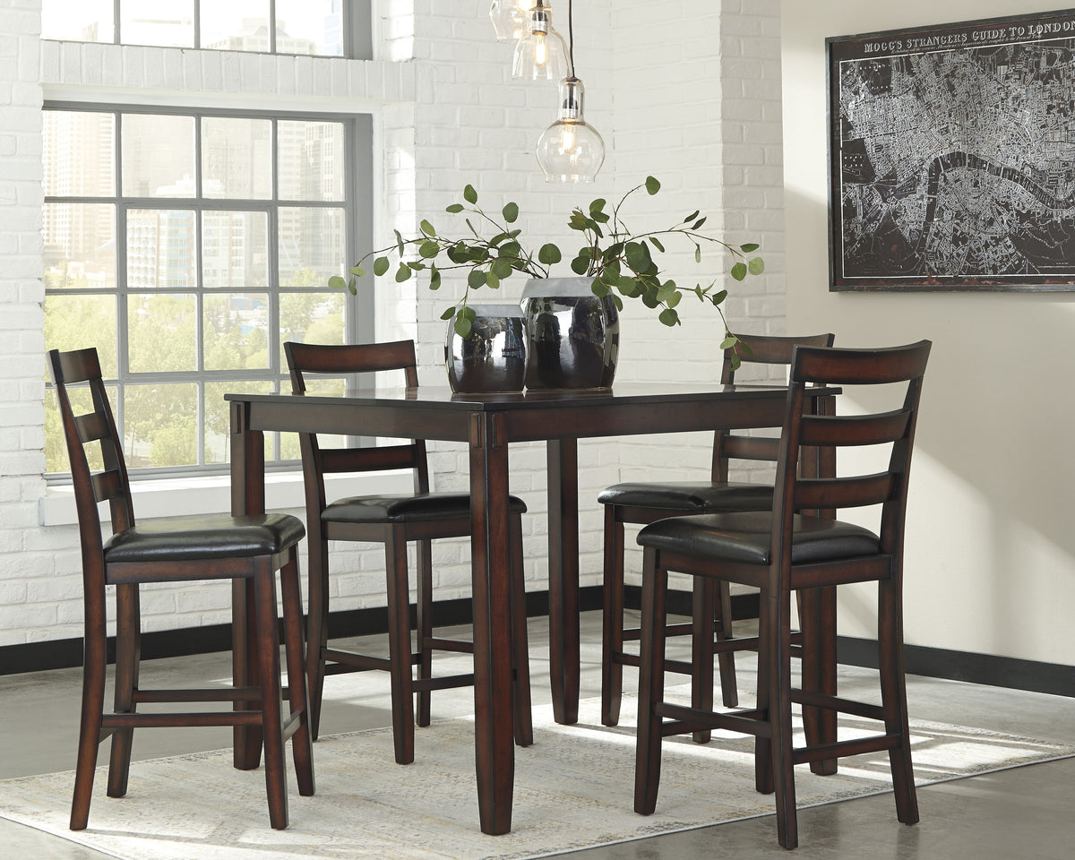 Warmstead Furniture - Ashley Furniture - Coviar Dining Room - DRM Counter Table Set (5/CN) / Brown - D385-223