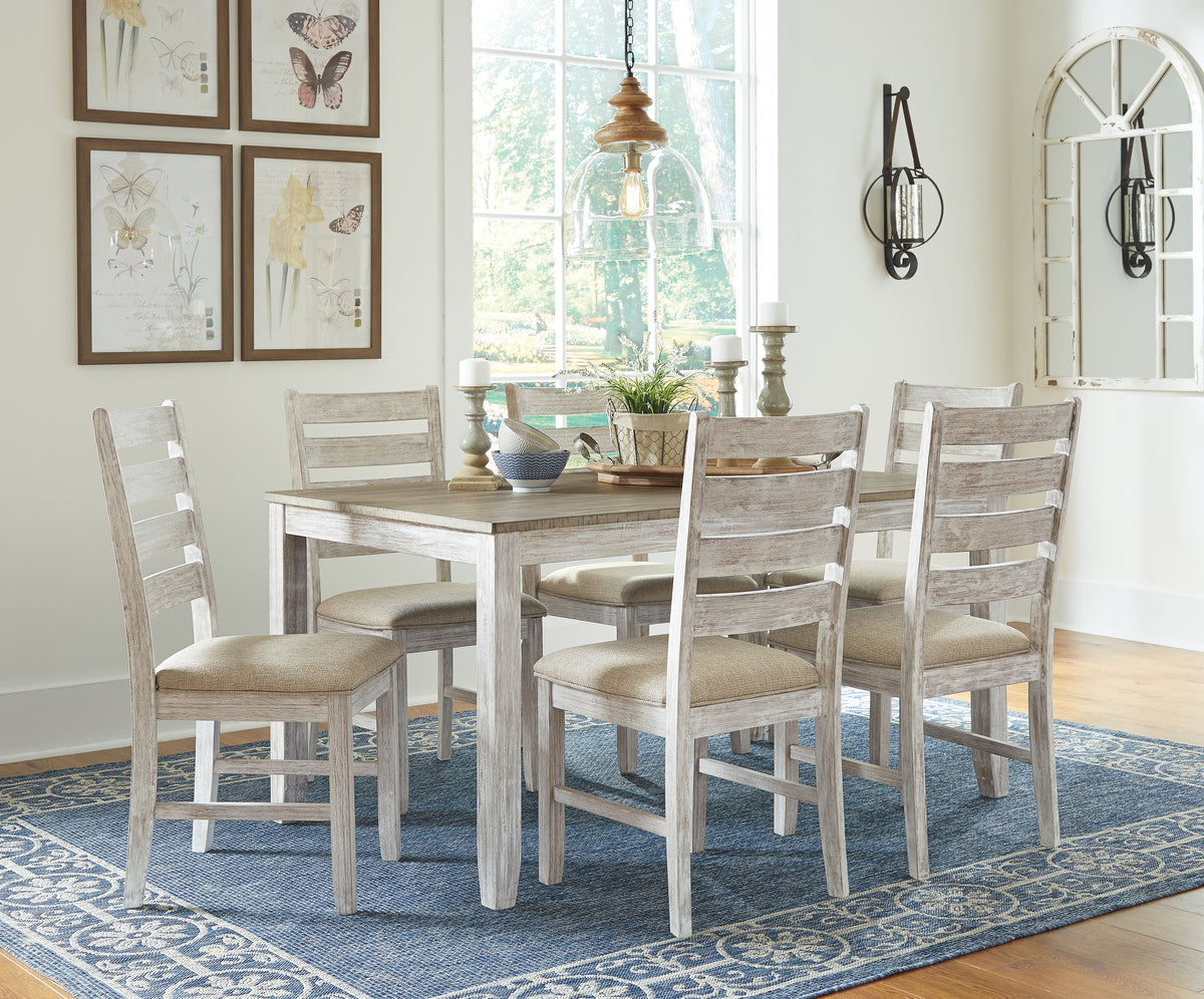 Warmstead Furniture - Ashley Furniture - Skempton Dining Room - RECT DRM Counter TBL Set(7/CN) / White/Light Brown - D394-423