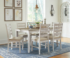 Warmstead Furniture - Ashley Furniture - Skempton Dining Room - RECT DRM Counter TBL Set(7/CN) / White/Light Brown - D394-423