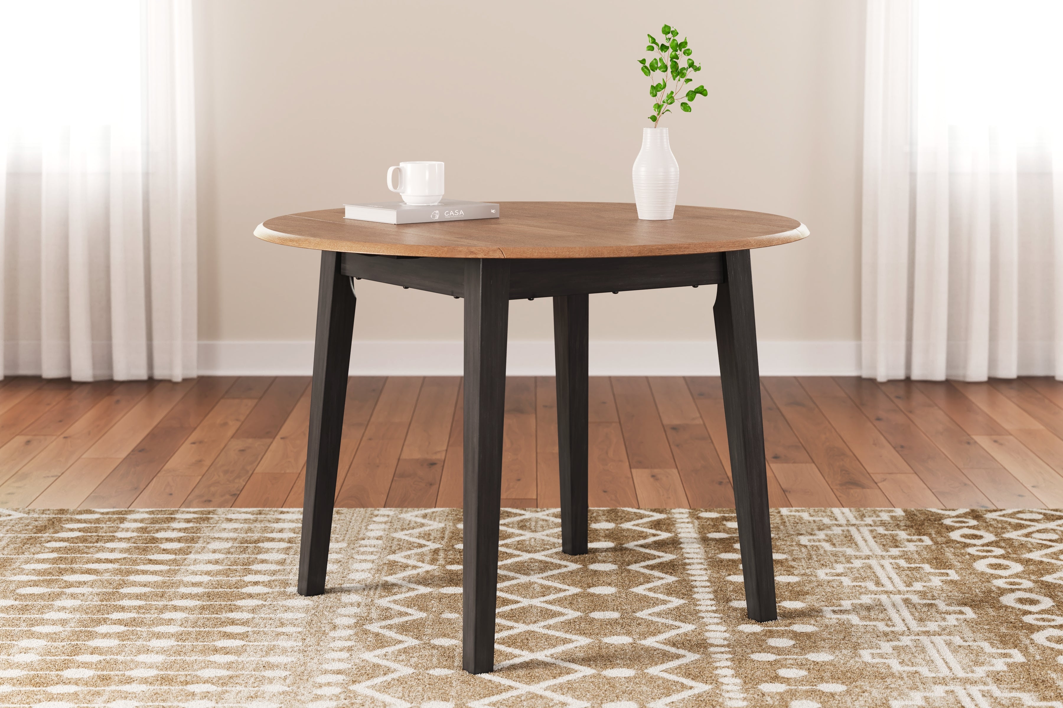 Warmstead Furniture - Ashley Furniture - Gesthaven Dining Room - Round DRM Drop Leaf Table / Natural/Brown - D396-15