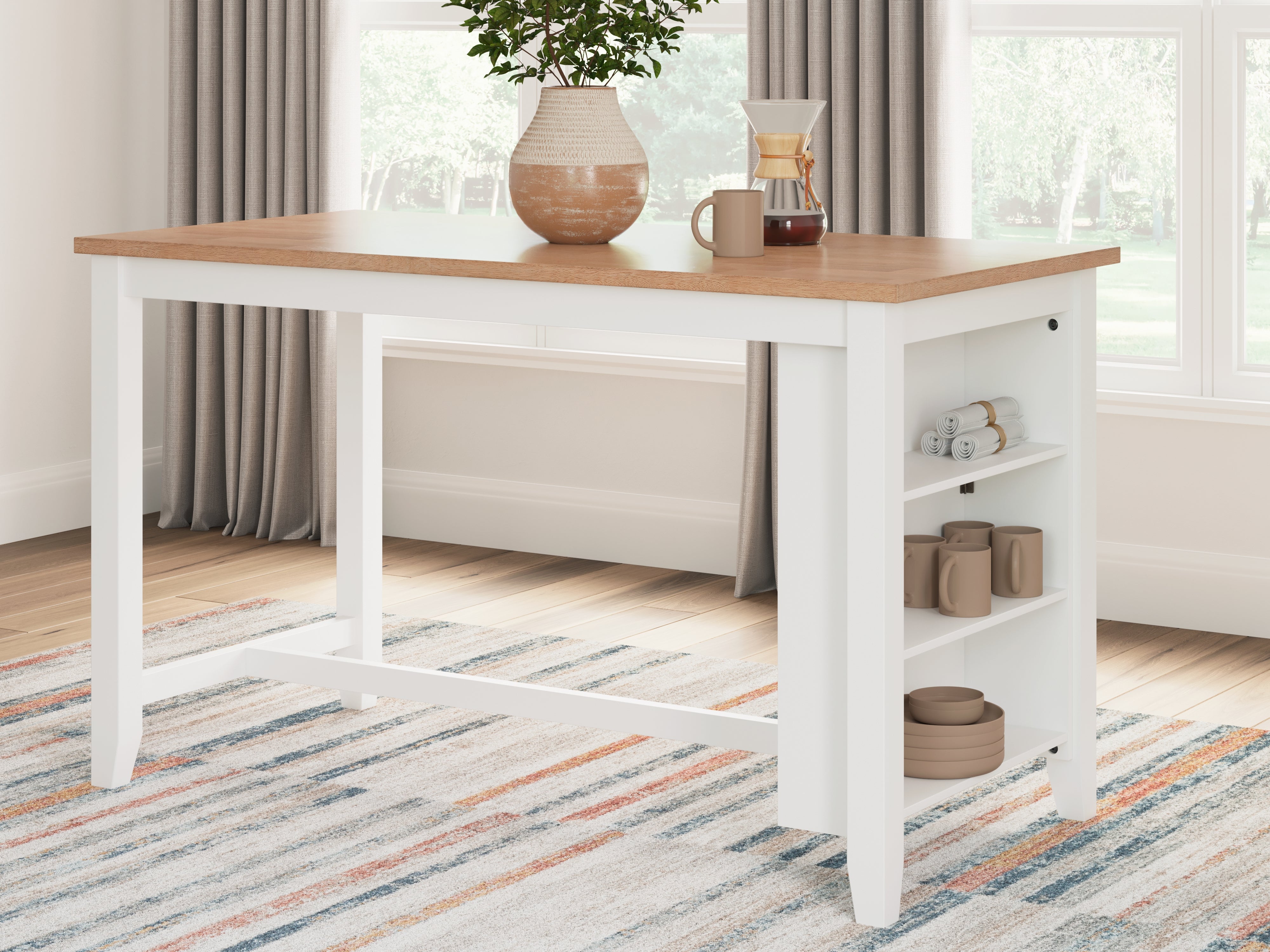 Warmstead Furniture - Ashley Furniture - Gesthaven Dining Room - RECT Dining Room Counter Table / Natural/White - D398-13