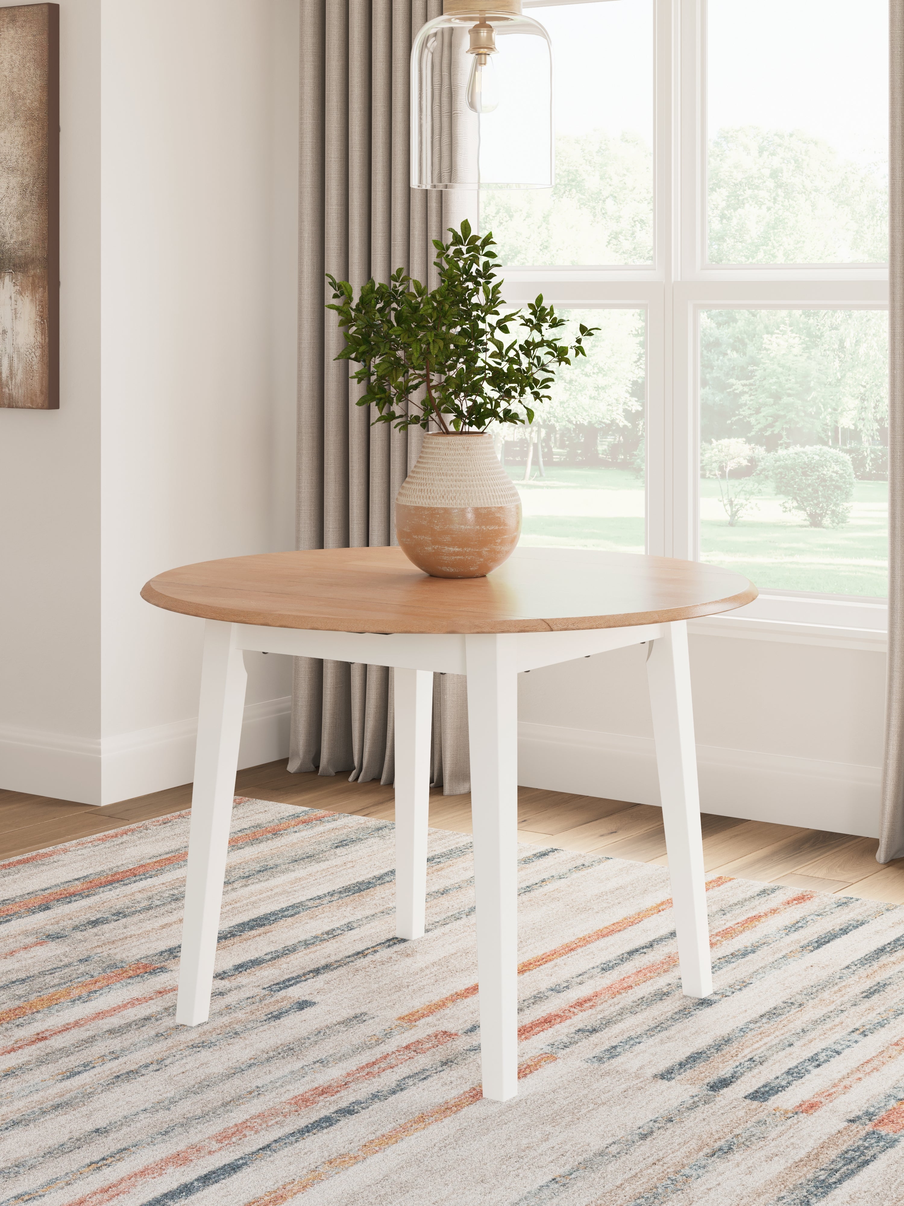 Warmstead Furniture - Ashley Furniture - Gesthaven Dining Room - Round DRM Drop Leaf Table / Natural/White - D398-15