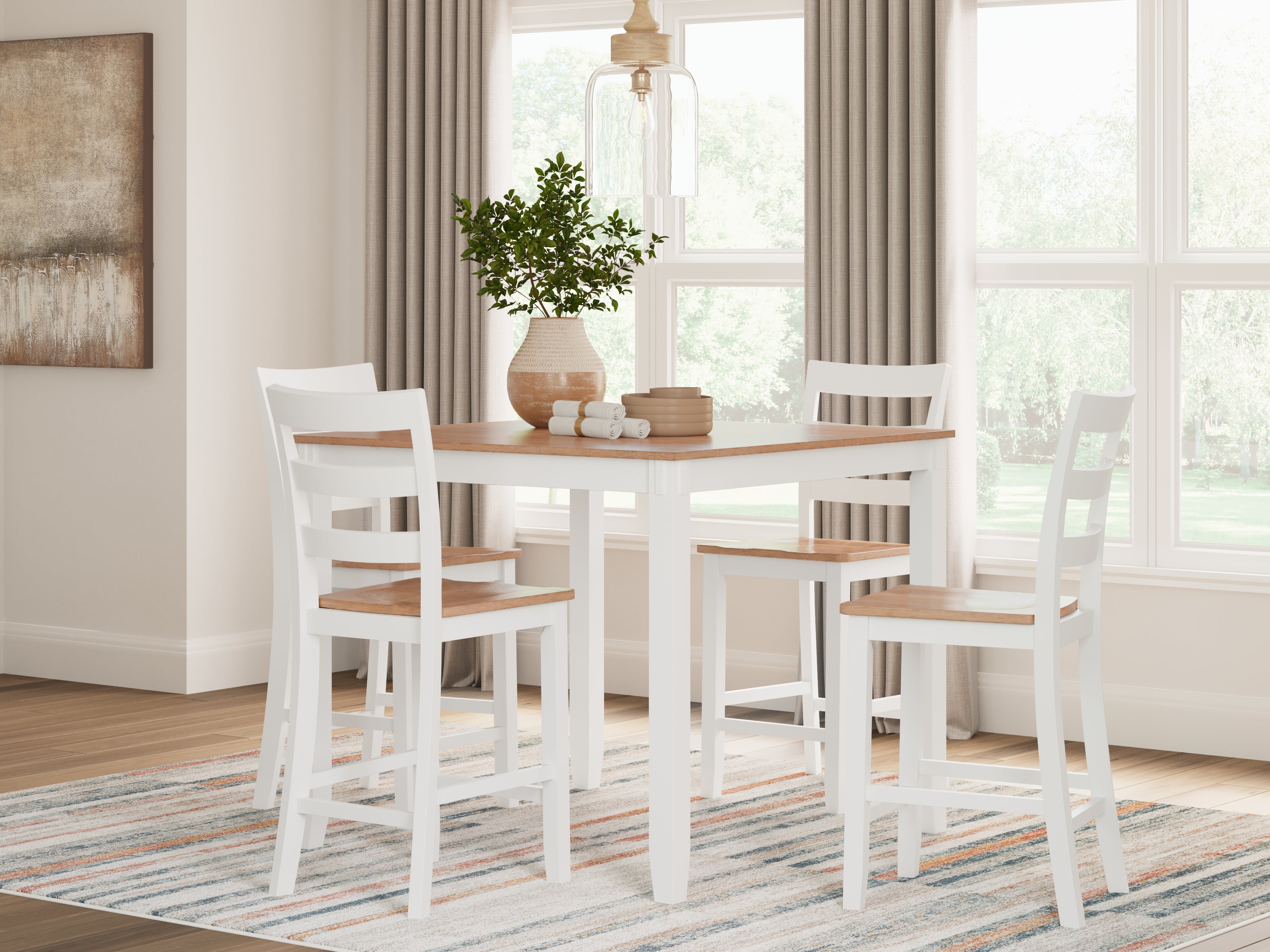Warmstead Furniture - Ashley Furniture - Gesthaven Dining Room - DRM Counter Table Set (5/CN) / Natural/White - D398-223