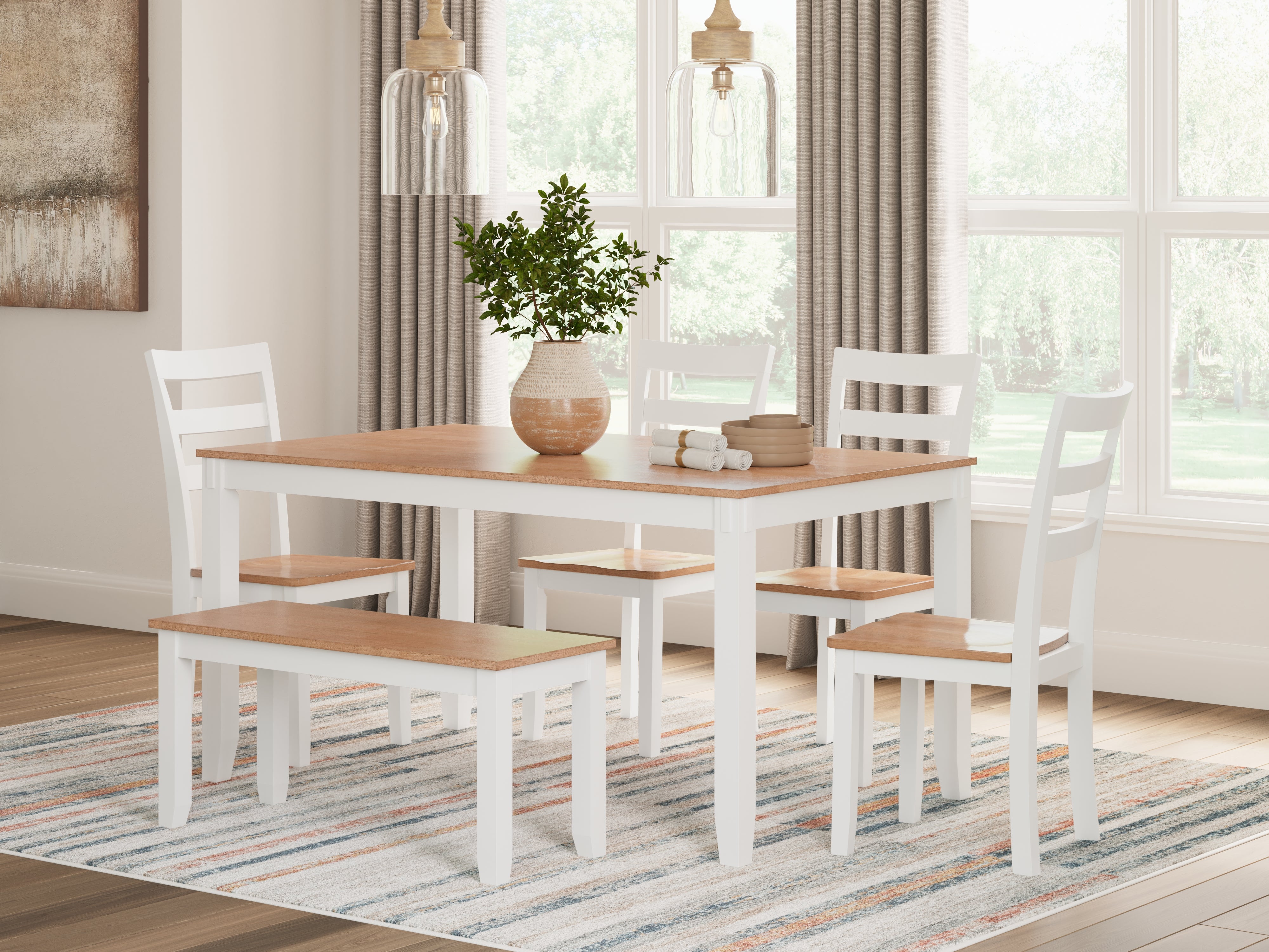Warmstead Furniture - Ashley Furniture - Gesthaven Dining Room - Dining Room Table Set (6/CN) / Natural/White - D398-325