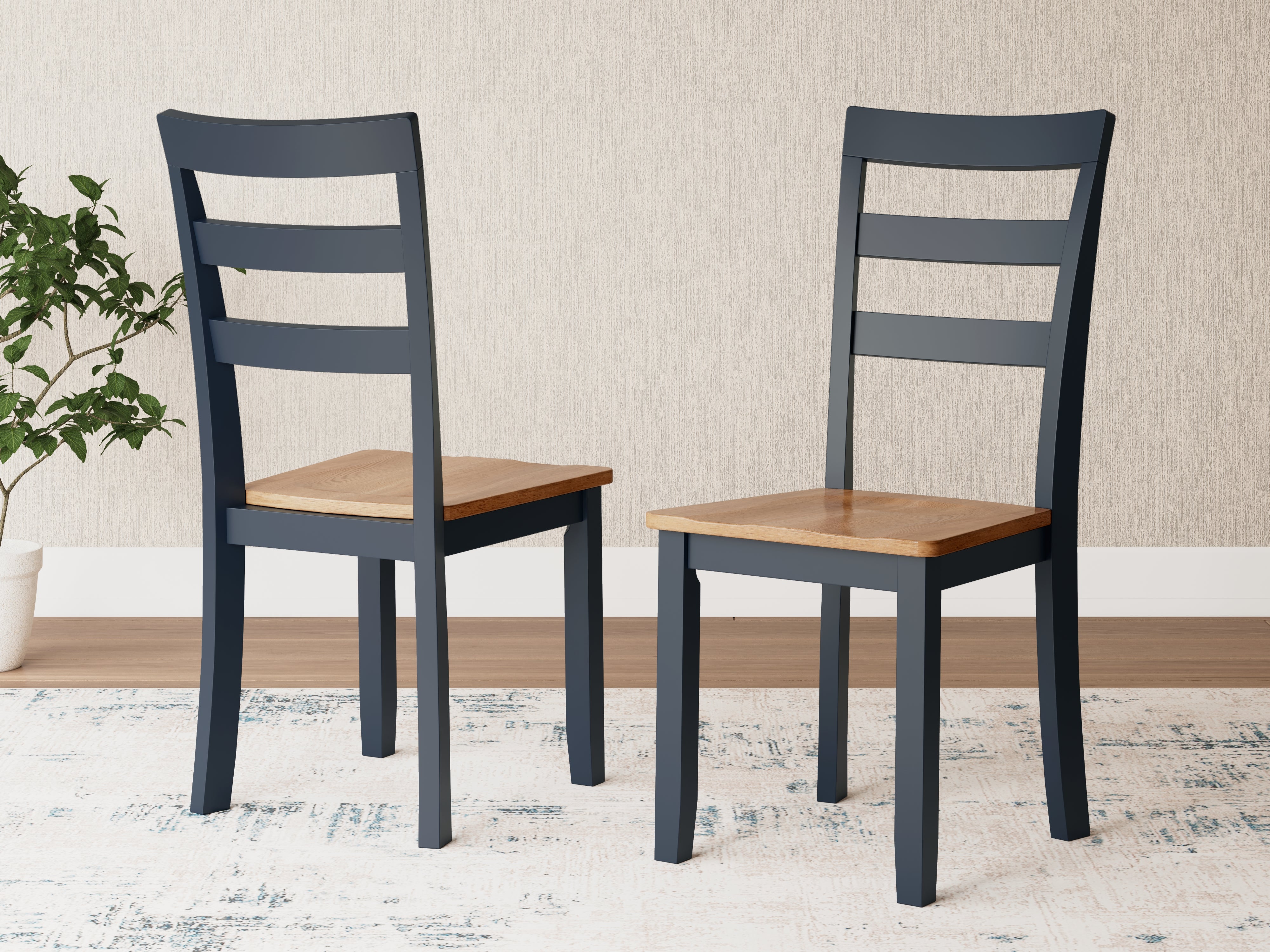 Warmstead Furniture - Ashley Furniture - Gesthaven Dining Room - Dining Chair (Set of 2) / Natural/Blue - D399-01X2