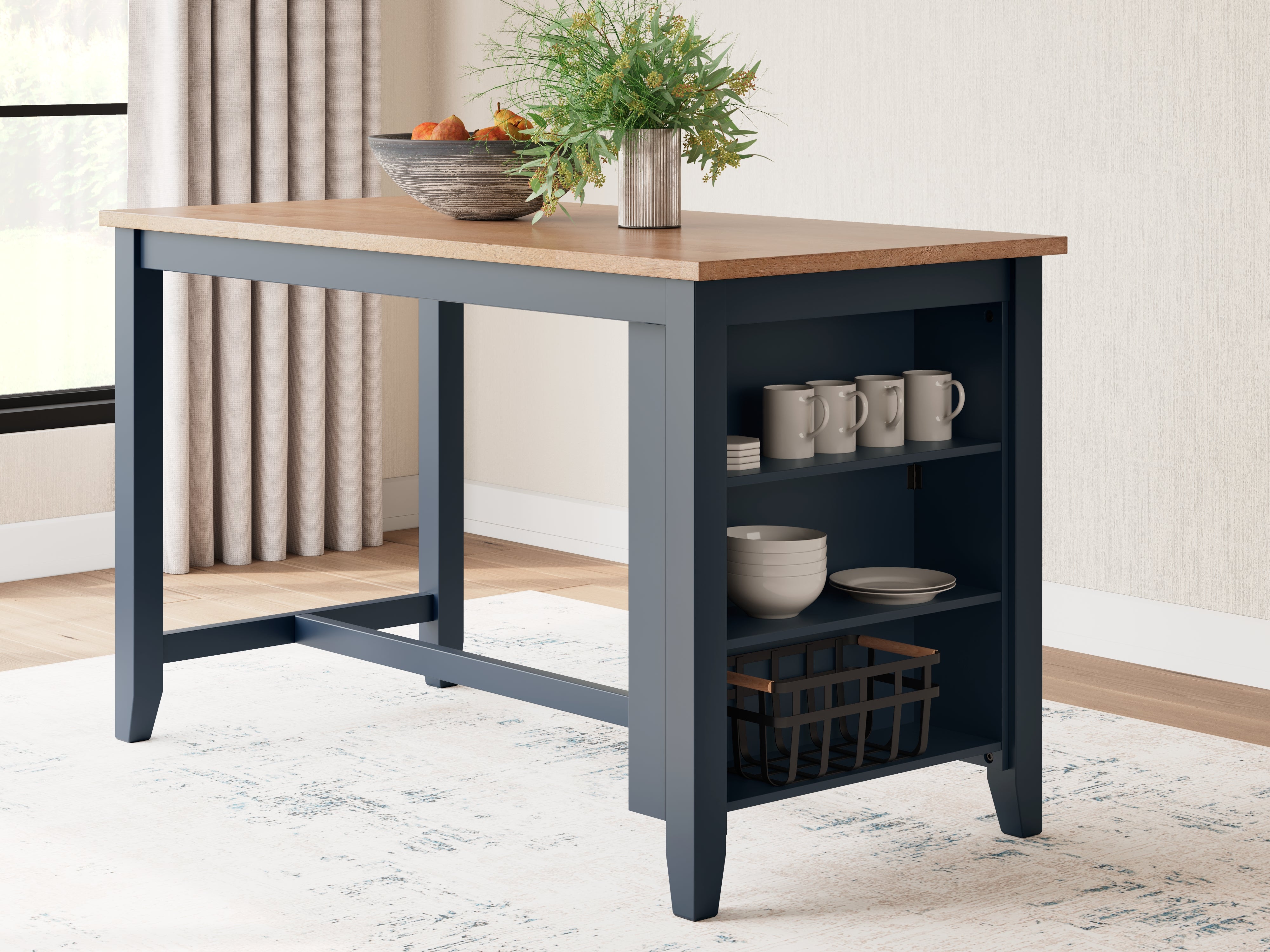 Warmstead Furniture - Ashley Furniture - Gesthaven Dining Room - RECT Dining Room Counter Table / Natural/Blue - D399-13