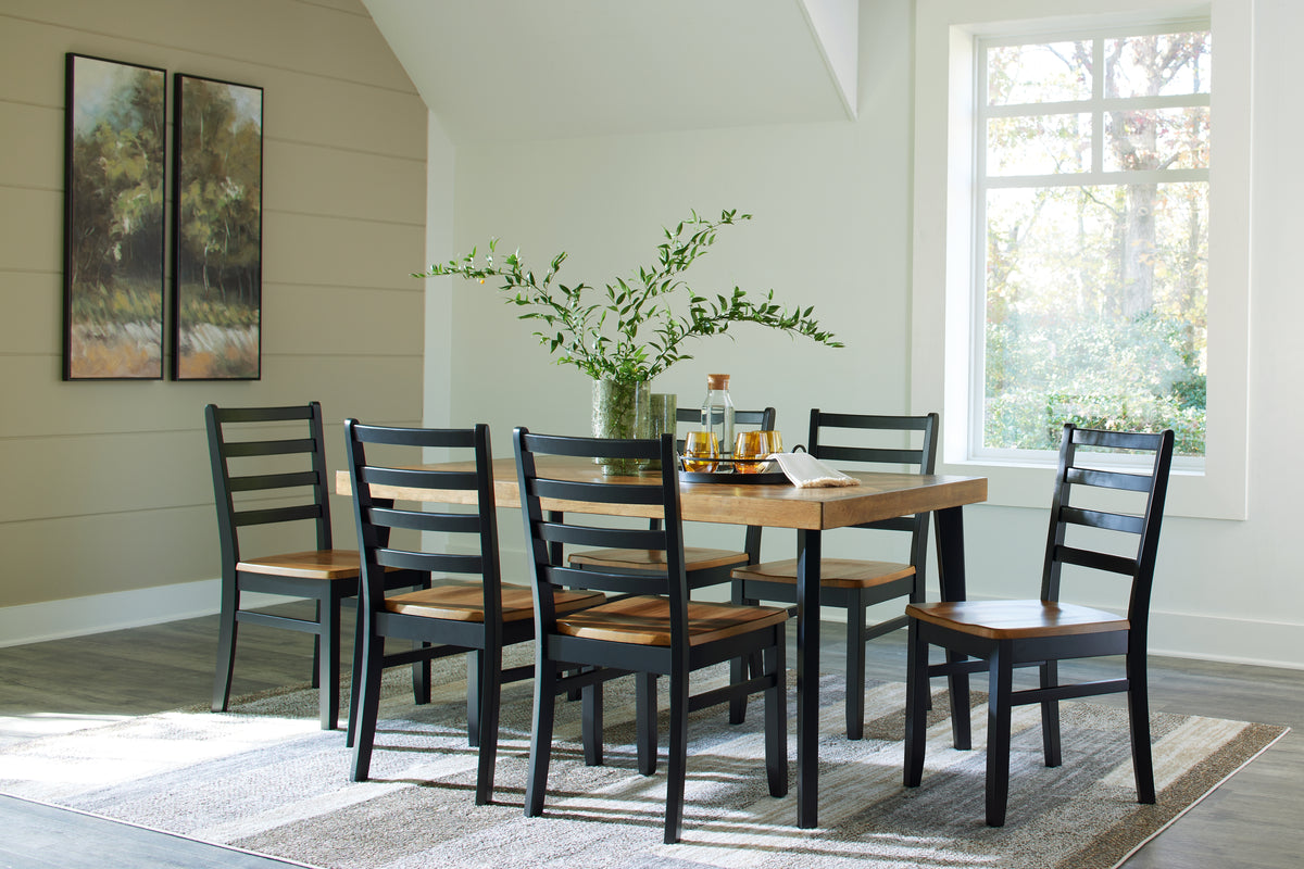 Warmstead Furniture - Ashley Furniture - Blondon Dining Room - RECT DRM Table Set (7/CN) / Brown/Black - D413-425