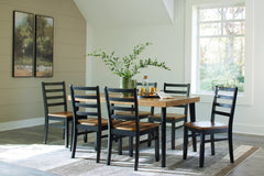 Warmstead Furniture - Ashley Furniture - Blondon Dining Room - RECT DRM Table Set (7/CN) / Brown/Black - D413-425