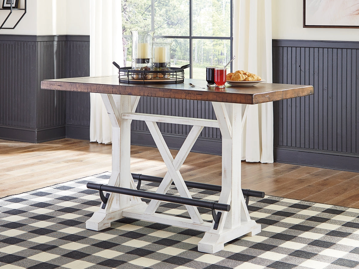 Warmstead Furniture - Ashley Furniture - Valebeck Dining Room - RECT Dining Room Counter Table / White/Brown - D546-13