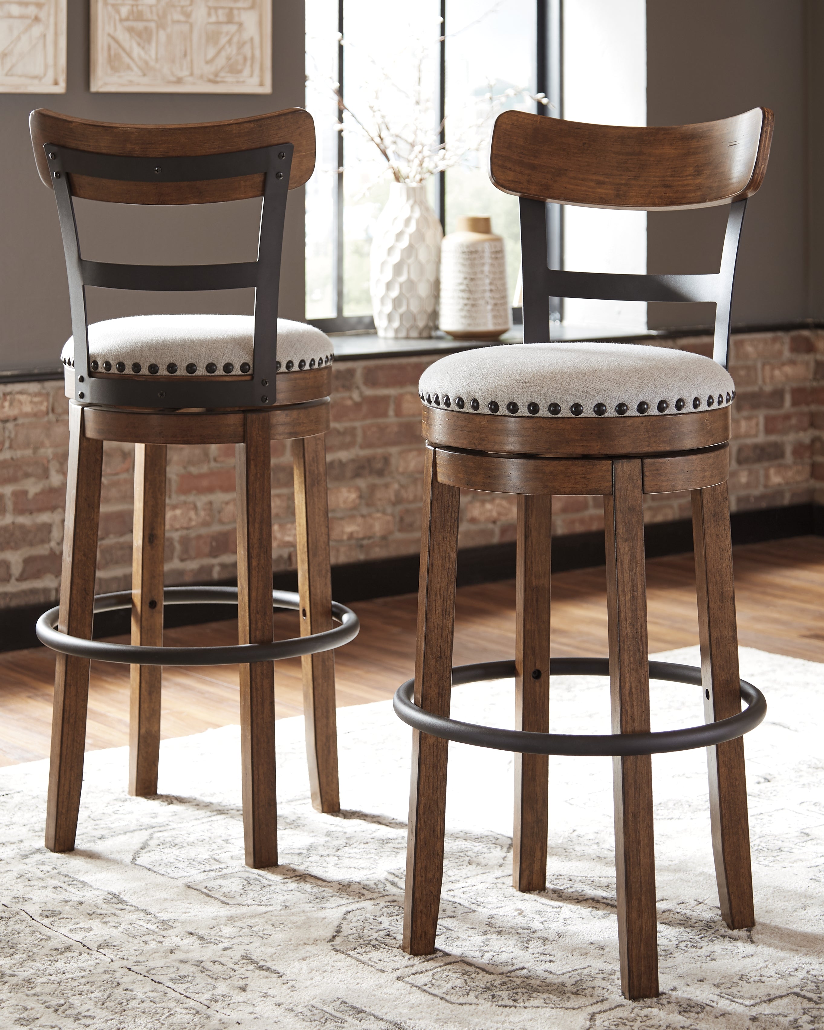 Warmstead Furniture - Ashley Furniture - Valebeck Dining Room - Tall UPH Swivel Barstool(1/CN) / Brown - D546-430