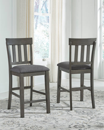 Warmstead Furniture - Ashley Furniture - Hallanden Dining Room - Counter Height Bar Stool (Set of 2) / Two-tone Gray - D589-124X2