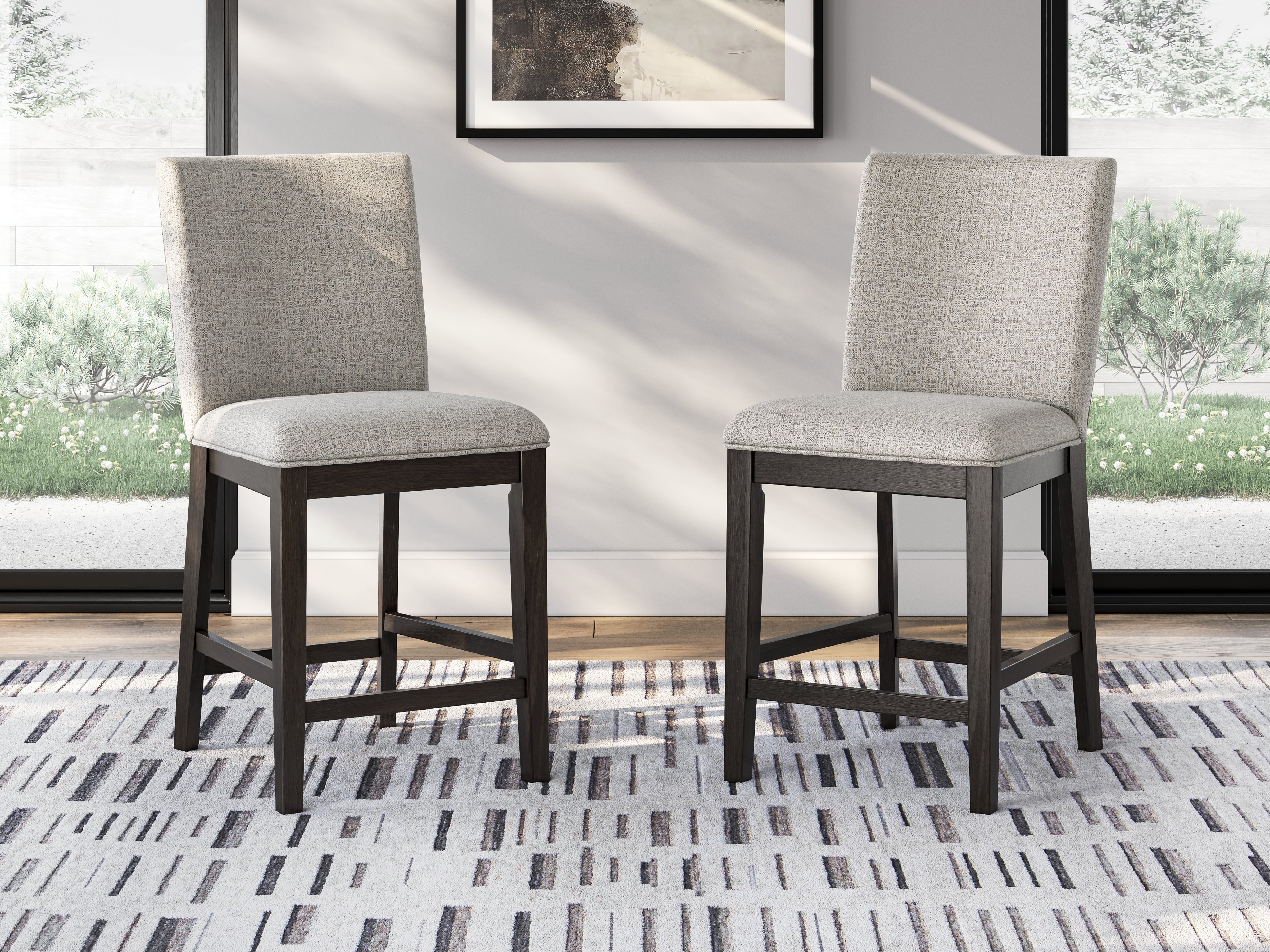 Warmstead Furniture - Ashley Furniture - Neymorton Dining Room - Counter Height Barstool (Set of 2) / Dark Grayish Brown - D618-124X2