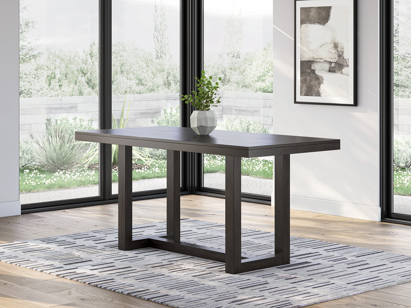 Warmstead Furniture - Ashley Furniture - Neymorton Dining Room - RECT Dining Room Counter Table / Dark Grayish Brown - D618-13