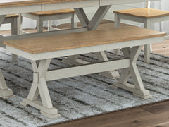 Warmstead Furniture - Ashley Furniture - Purlaney 48" Dining Bench - Large Dining Room Bench / Antique White/Natural / 48"W x 16"D x 19"H - PCD627-00