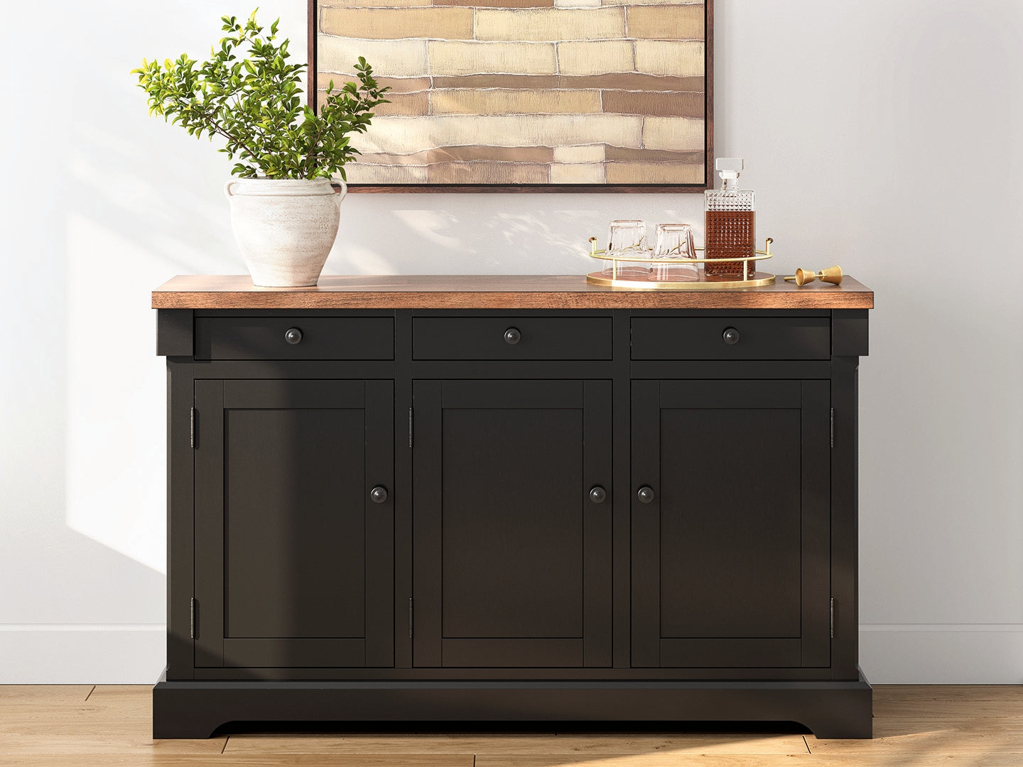 Warmstead Furniture - Ashley Furniture - Wildenauer Dining Room - Dining Room Buffet / Brown/Black - D634-80