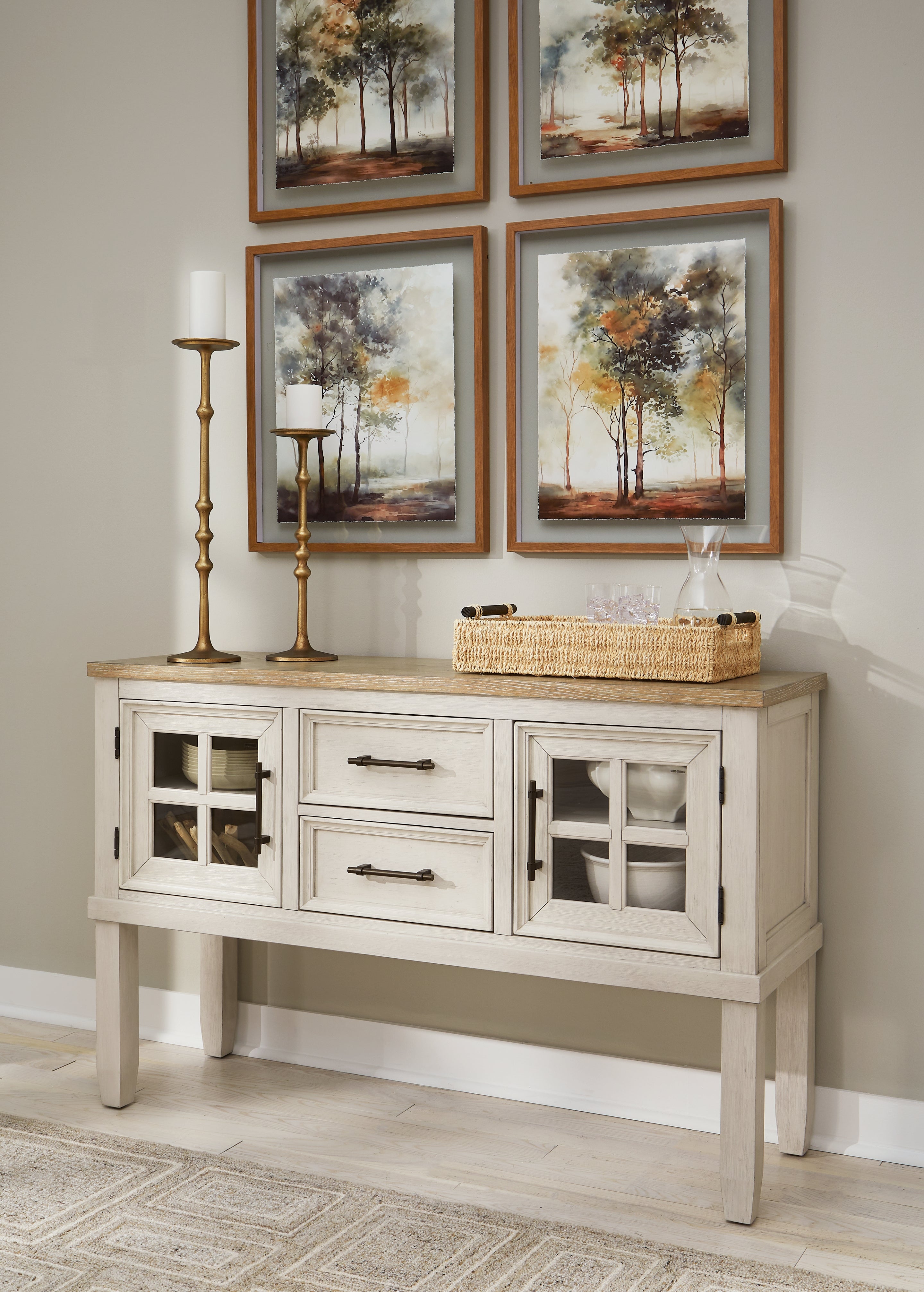 Warmstead Furniture - Ashley Furniture - Shaybrock Dining Room - Dining Room Server / Antique White/Brown - D683-60