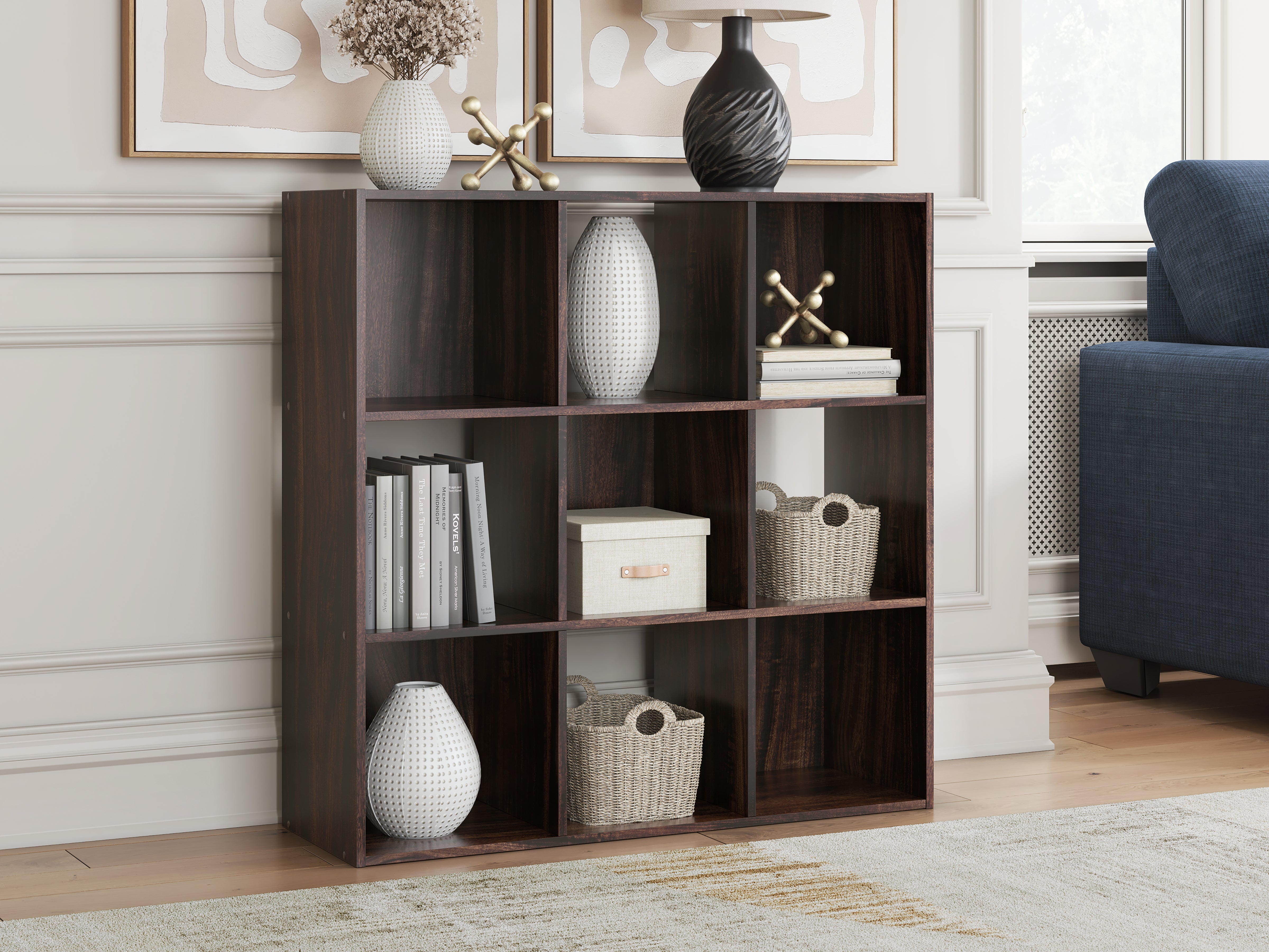Warmstead Furniture - Ashley Furniture - Glosmount Nine Cube Organizer - Nine Cube Organizer / Cherry/Light Brown - EA1055-3X3