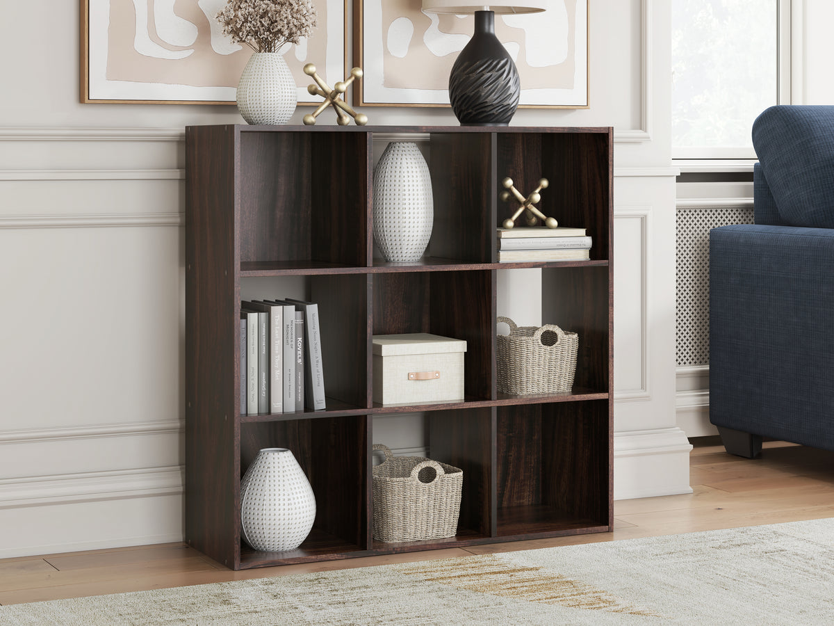 Warmstead Furniture - Ashley Furniture - Glosmount Nine Cube Organizer - Nine Cube Organizer / Cherry/Light Brown - EA1055-3X3