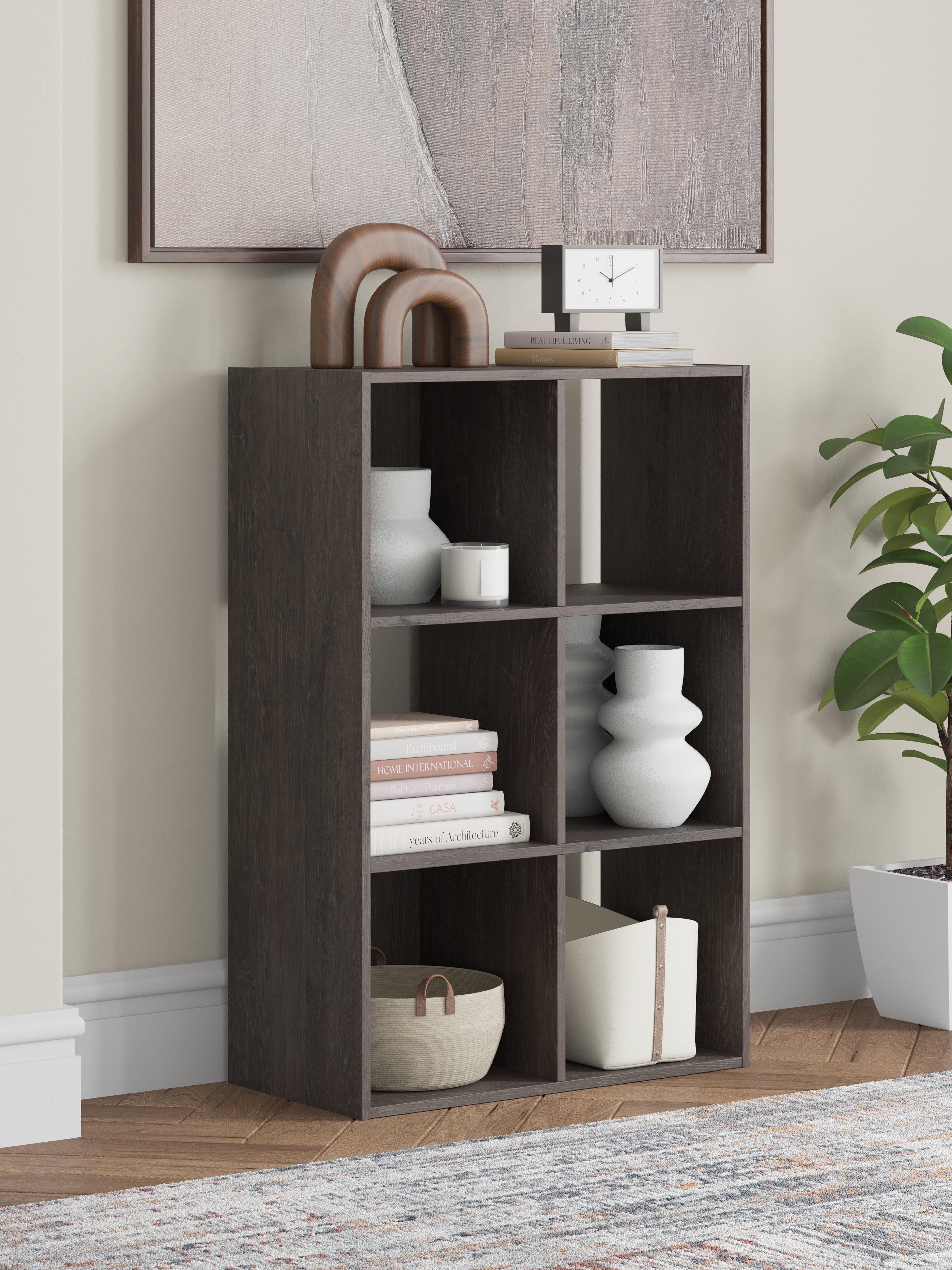 Warmstead Furniture - Ashley Furniture - Piperton Six Cube Organizer - Six Cube Organizer / Charcoal - EA5514-3X2