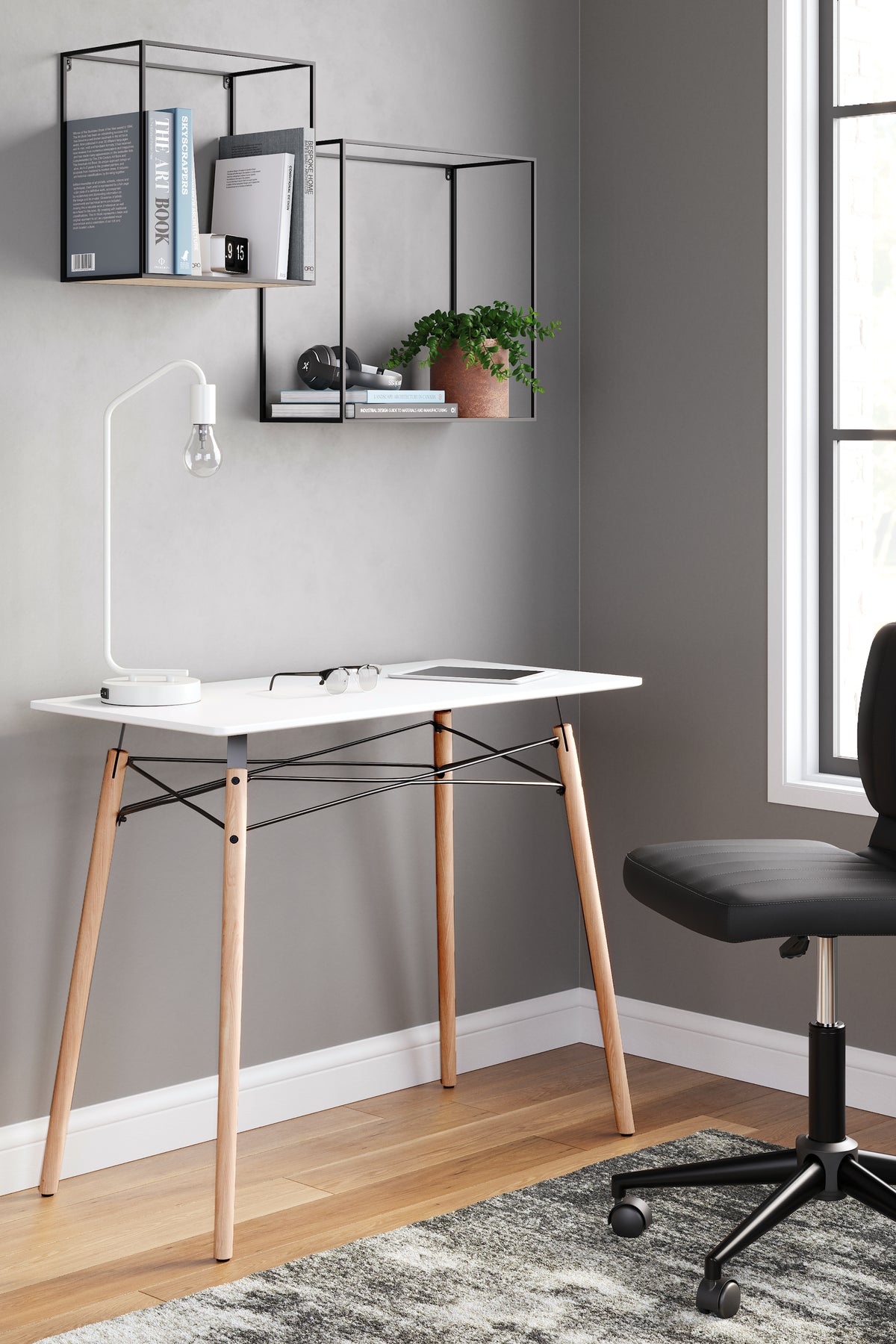 Warmstead Furniture - Ashley Furniture - Jaspeni Office Desk - Home Office Desk / Black/Natural - H020-10