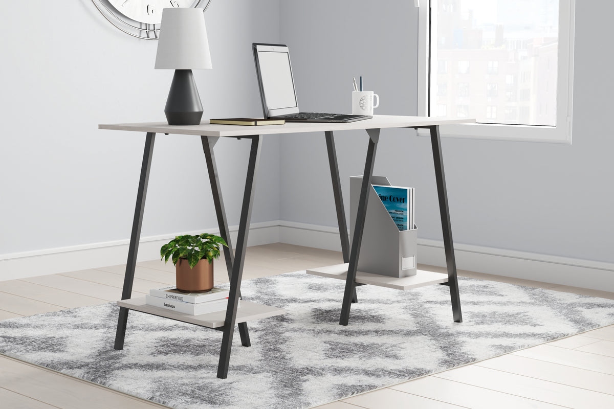 Warmstead Furniture - Ashley Furniture - Bayflynn Office Desk - Home Office Desk / White/Black - H288-27