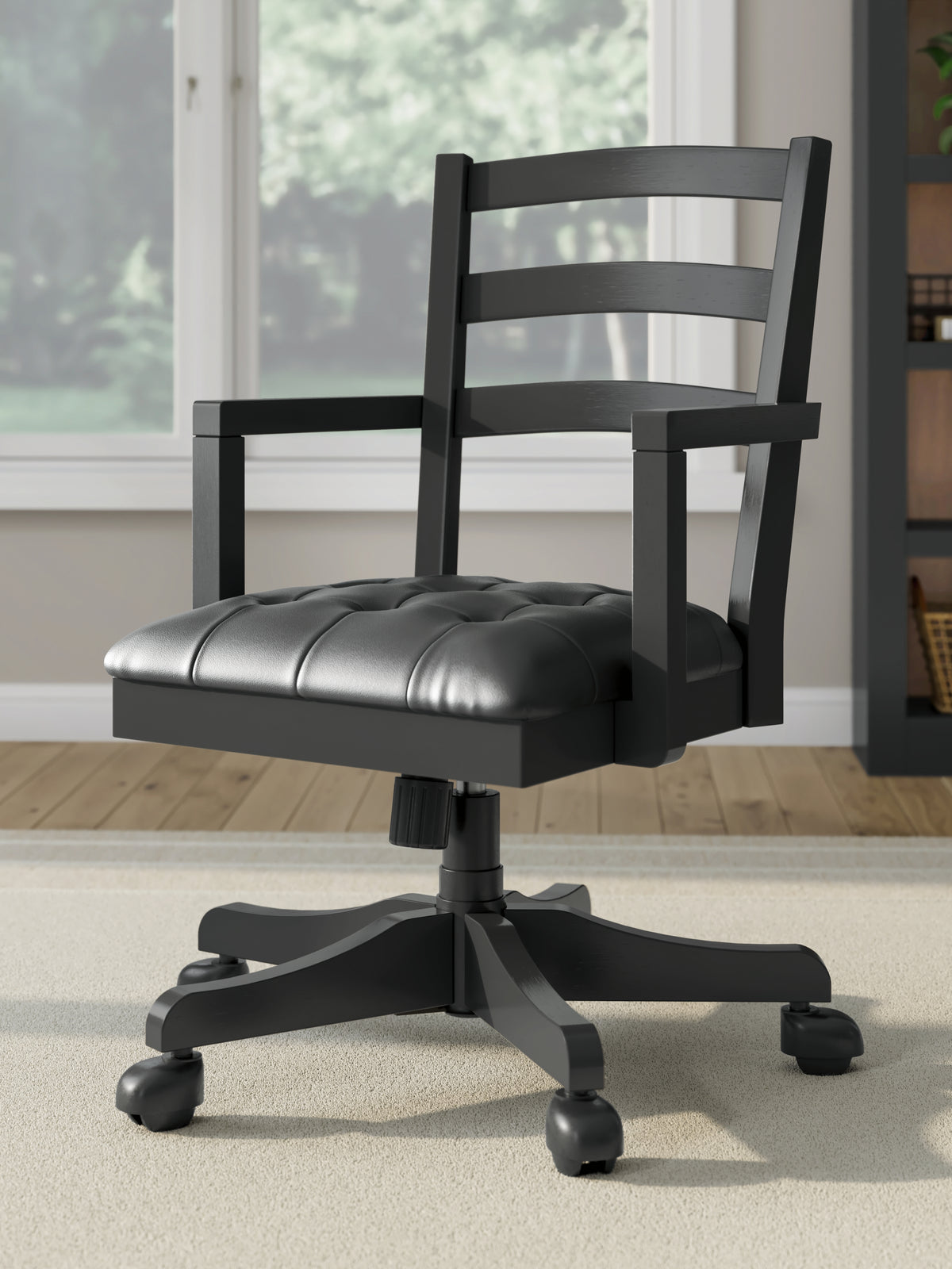 Warmstead Furniture - Ashley Furniture - Wildenauer Home Office Desk Chair - Home Office Swivel Desk Chair / Black - H664-01A