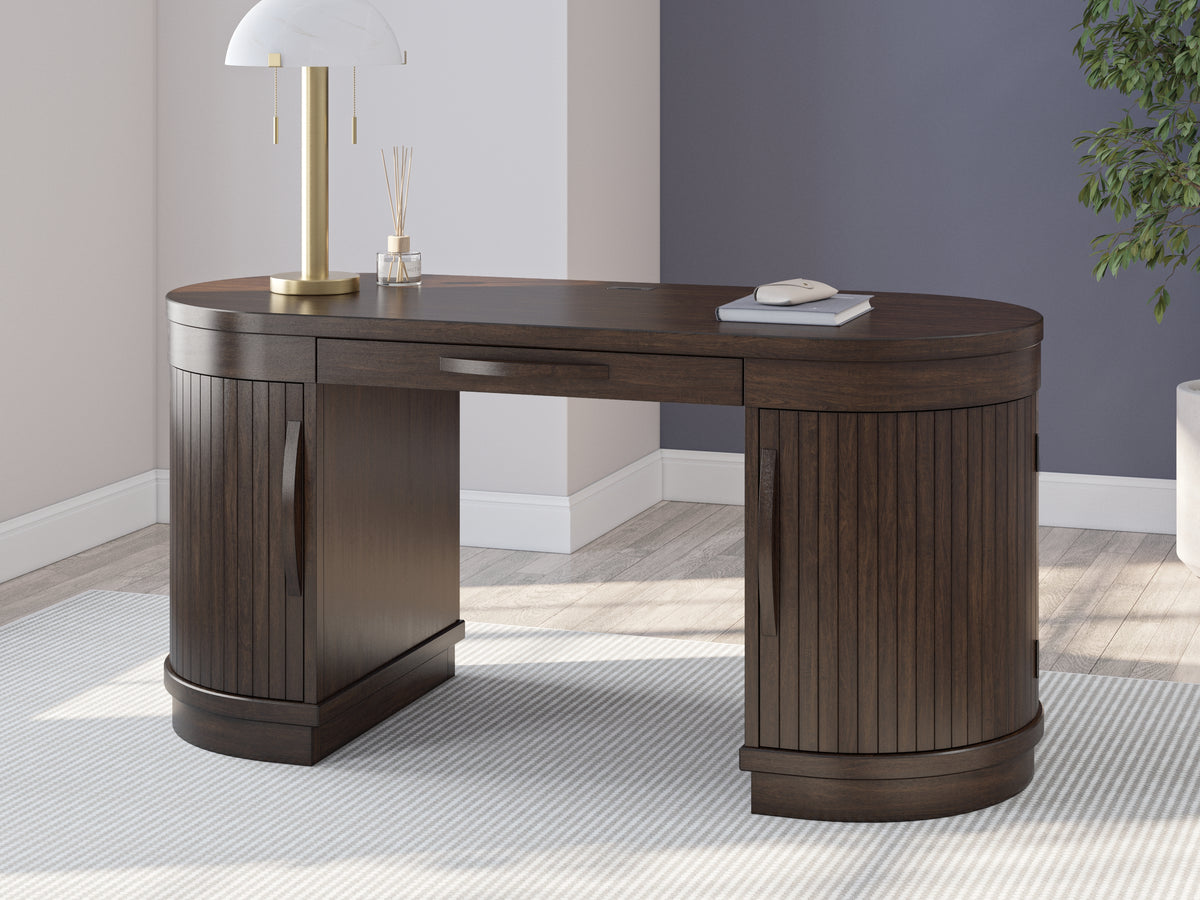 Warmstead Furniture - Ashley Furniture - Korestone Office Desk - Home Office Desk / Warm Brown - H687-27