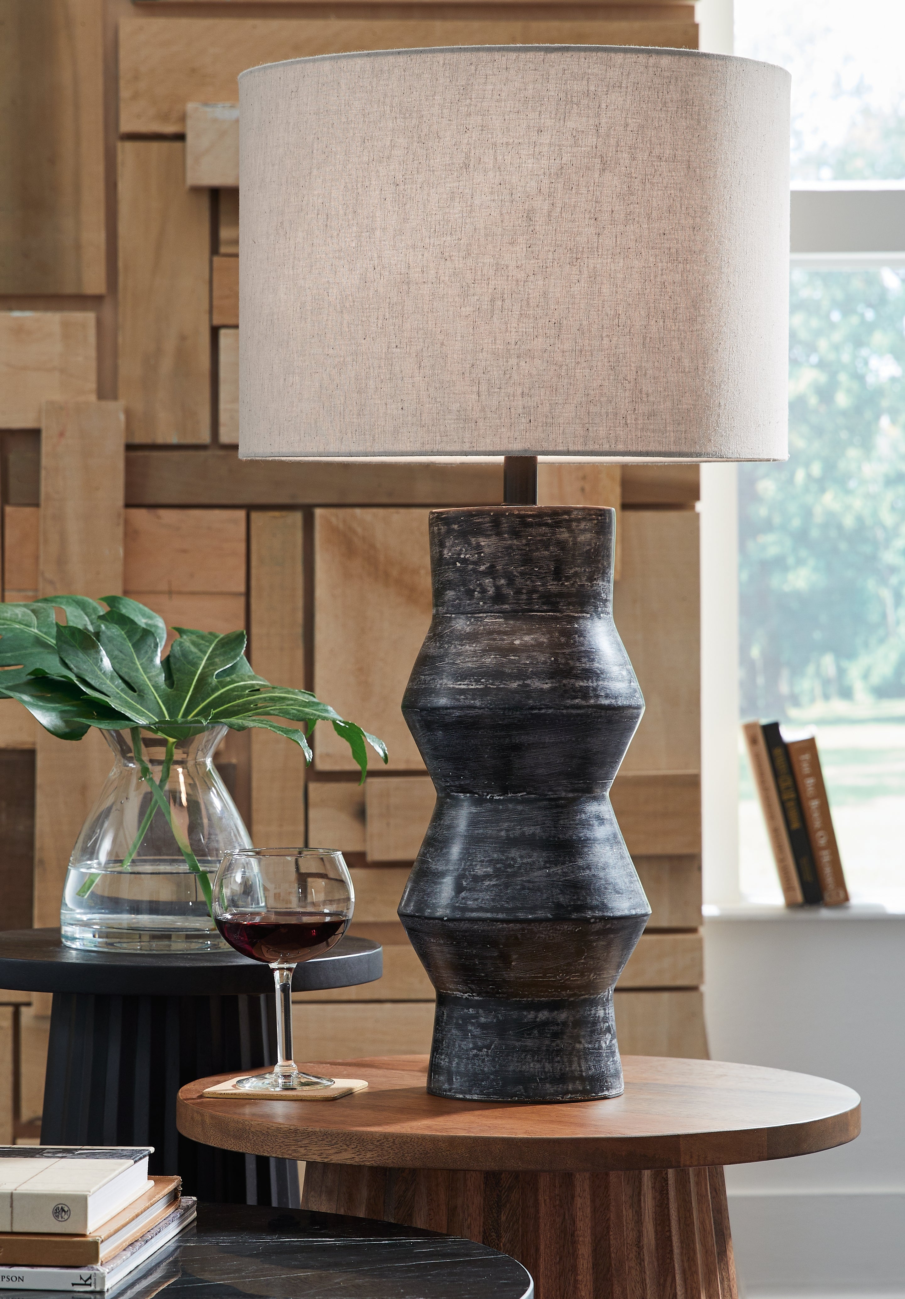 Warmstead Furniture - Ashley Furniture - Kerbert Lighting - 2-Piece Lamp Set / Distressed Black - L100824X2