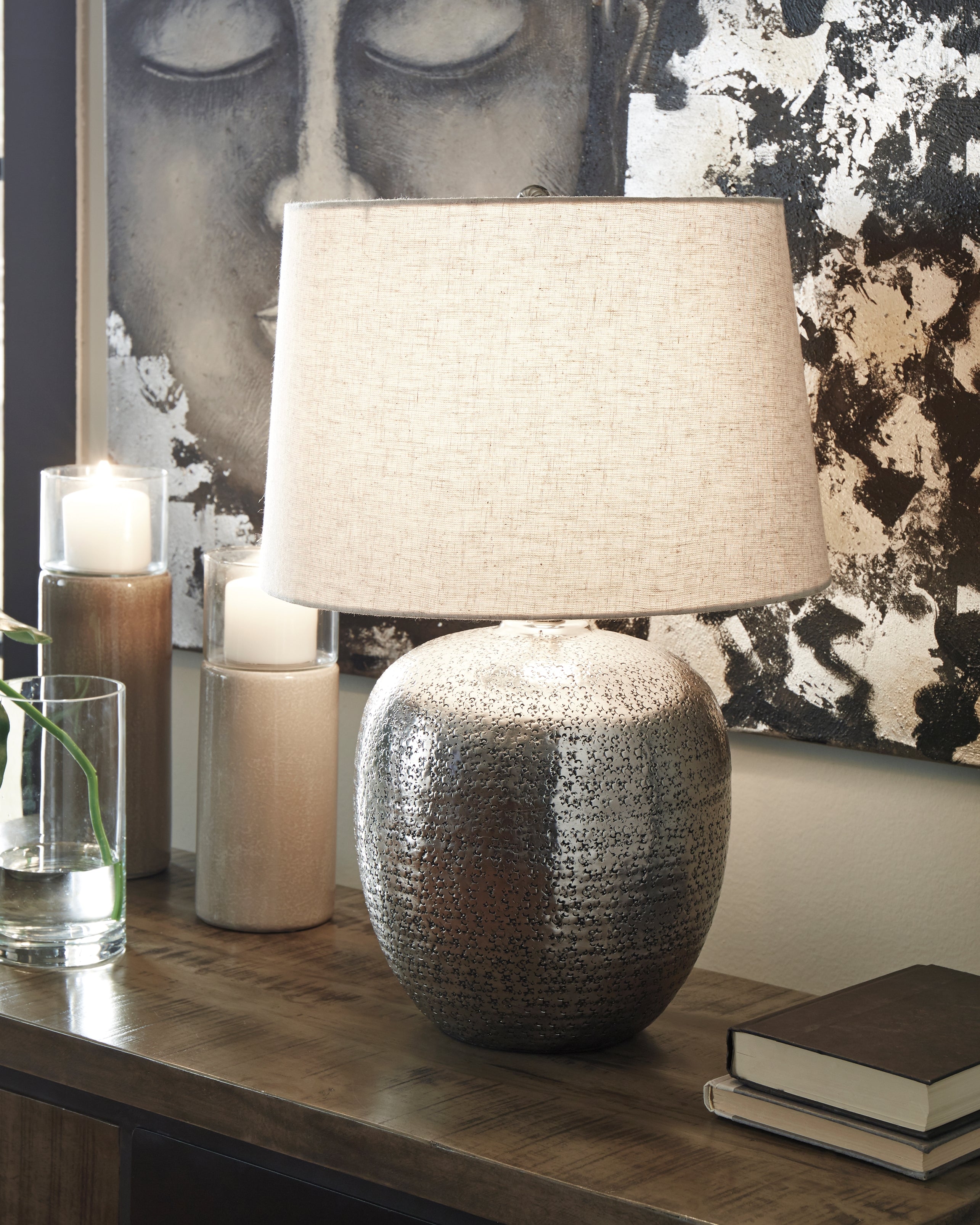 Warmstead Furniture - Ashley Furniture - Magalie Lighting - Table Lamp (Set of 2) / Antique Silver Finish - L207314X2