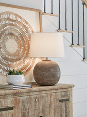 Warmstead Furniture - Ashley Furniture - Neavesboro Lighting - 2-Piece Lamp Set / Antique Brown/White - L207484X2