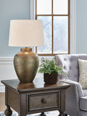 Warmstead Furniture - Ashley Furniture - Madney Lighting - 2-Piece Lamp Set / Antique Gold Finish - L207494X2