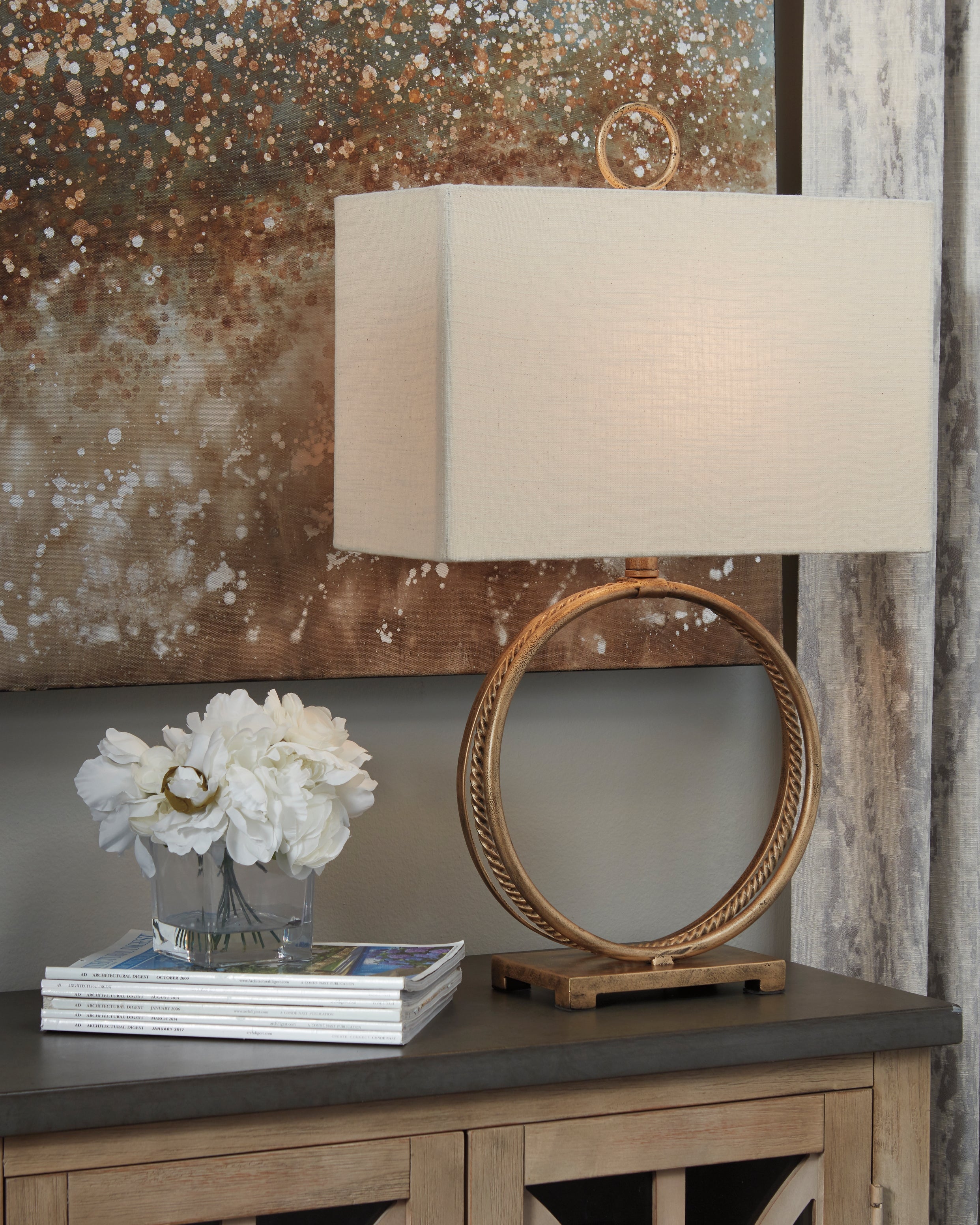 Warmstead Furniture - Ashley Furniture - Mahala Lighting - Table Lamp (Set of 2) / Antique Gold Finish - L208124X2