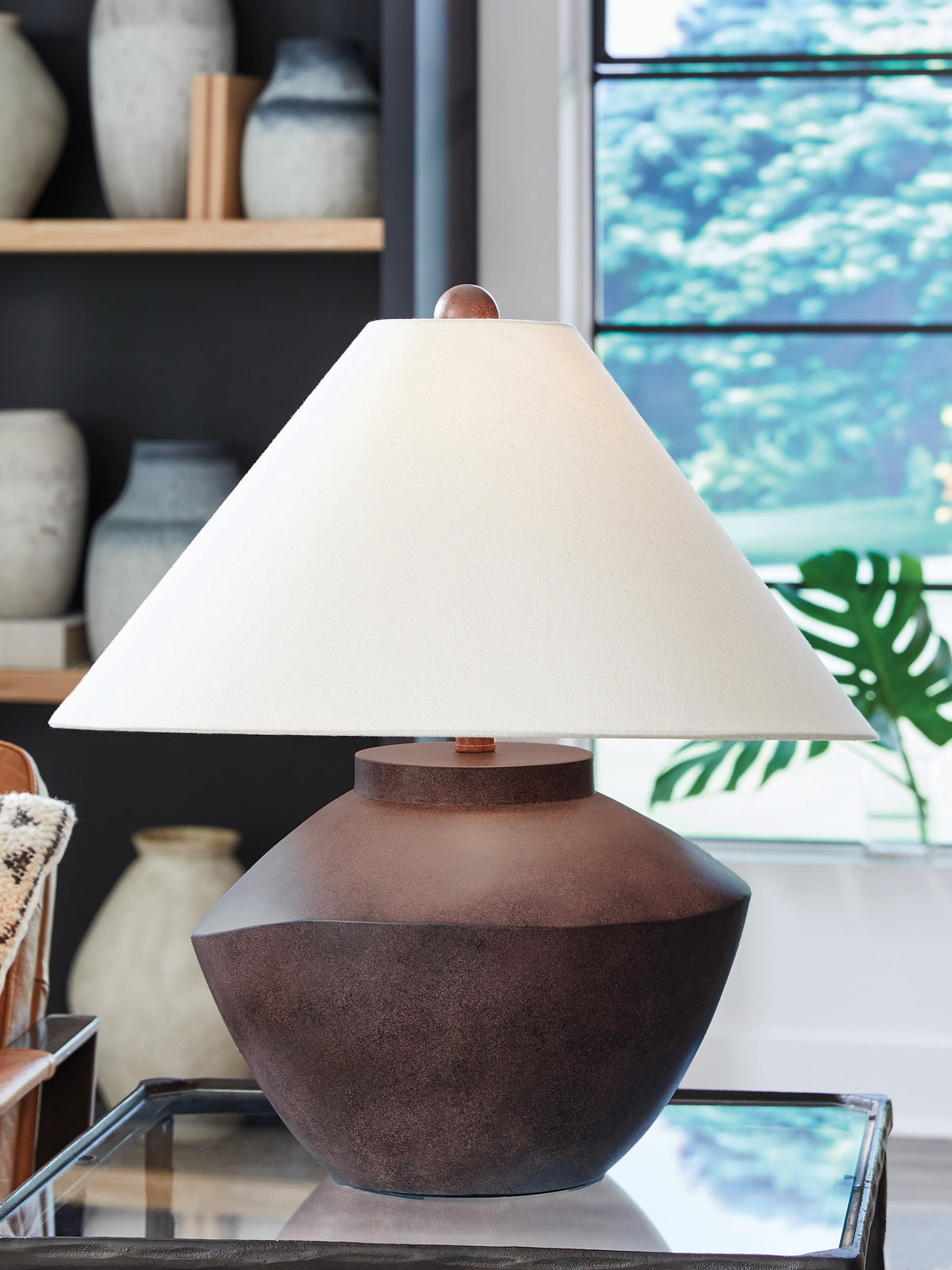 Warmstead Furniture - Ashley Furniture - Honsworth Lighting - Poly Table Lamp (1/CN) / Antique Brown - L235994