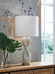 Warmstead Furniture - Ashley Furniture - Judrich Lighting - Poly Table Lamp (1/CN) / White/Gold Finish - L236024