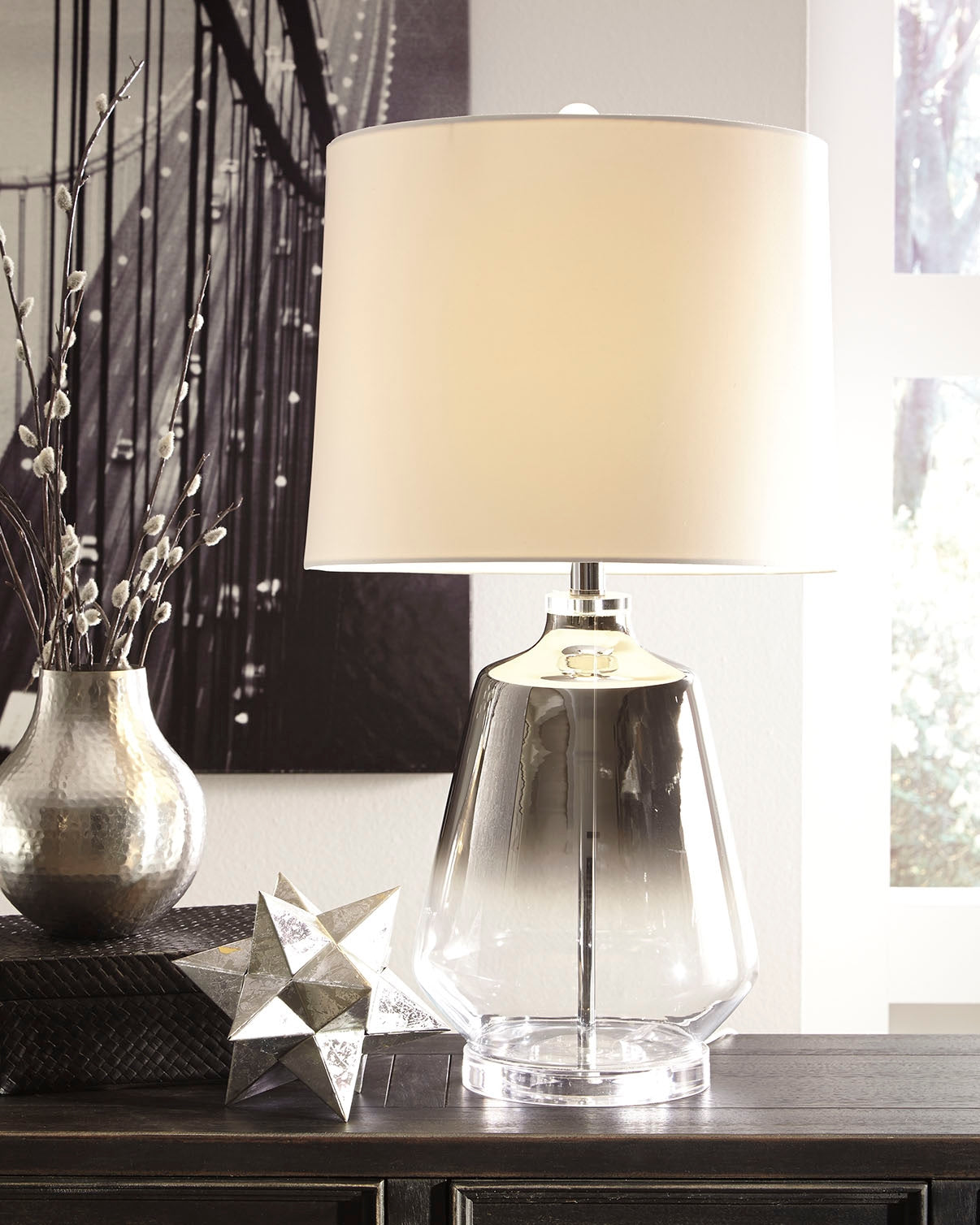 Warmstead Furniture - Ashley Furniture - Jaslyn Lighting - Table Lamp (Set of 2) / Silver Finish - L430414X2