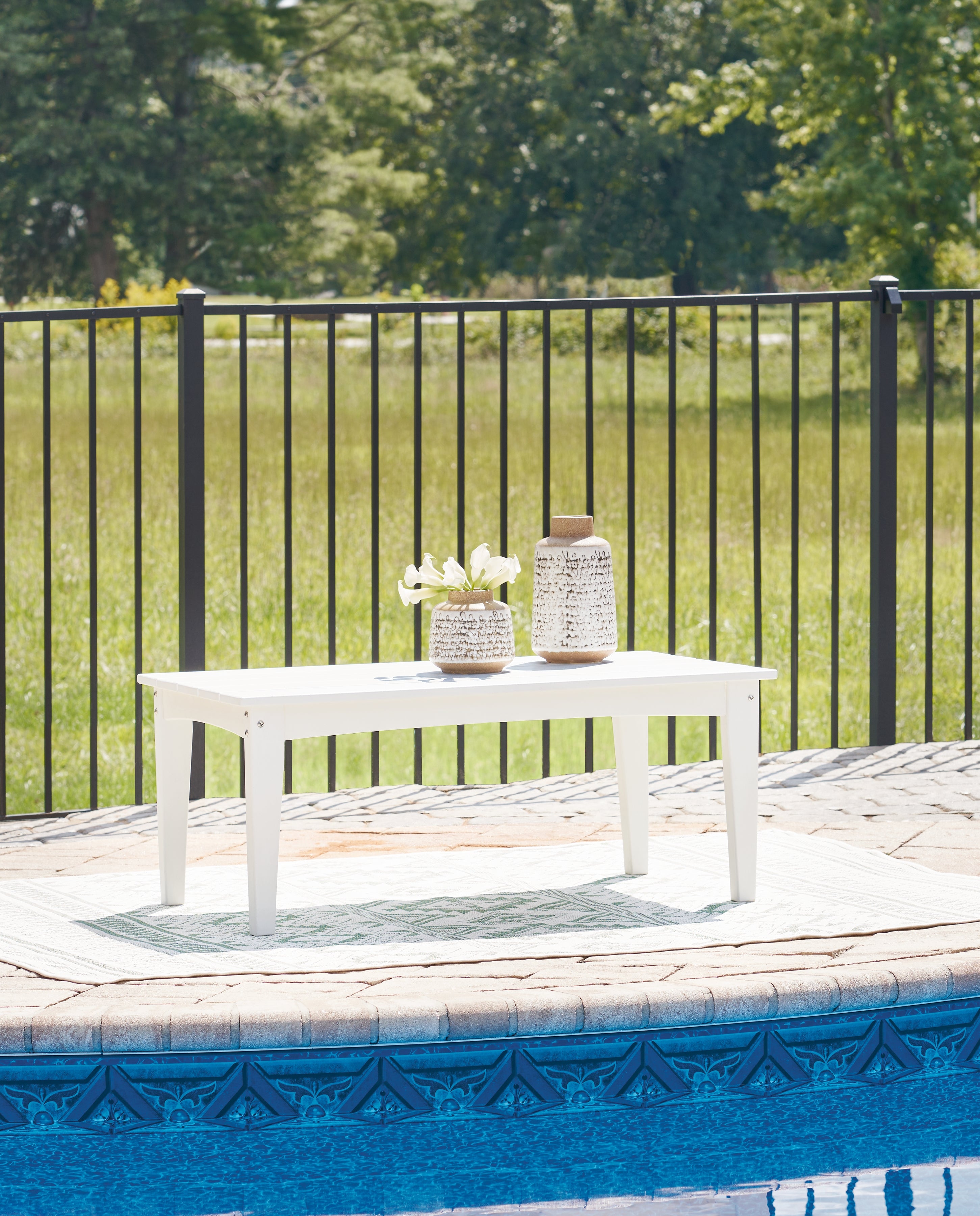 Warmstead Furniture - Ashley Furniture - Hyland wave Outdoor - Rectangular Cocktail Table / White - P111-701