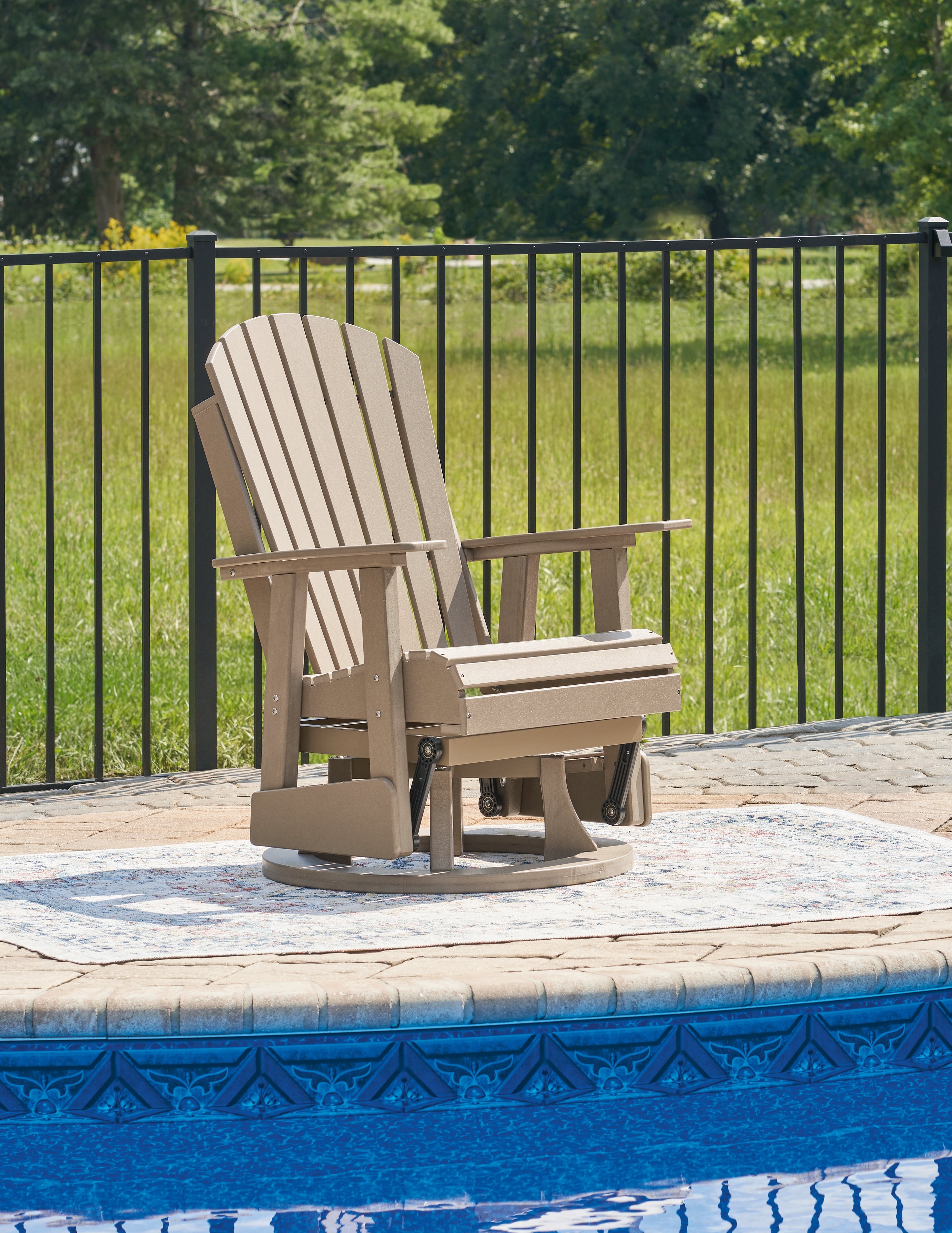 Warmstead Furniture - Ashley Furniture - Hyland wave Outdoor - Swivel Glider Chair / Driftwood - P114-820