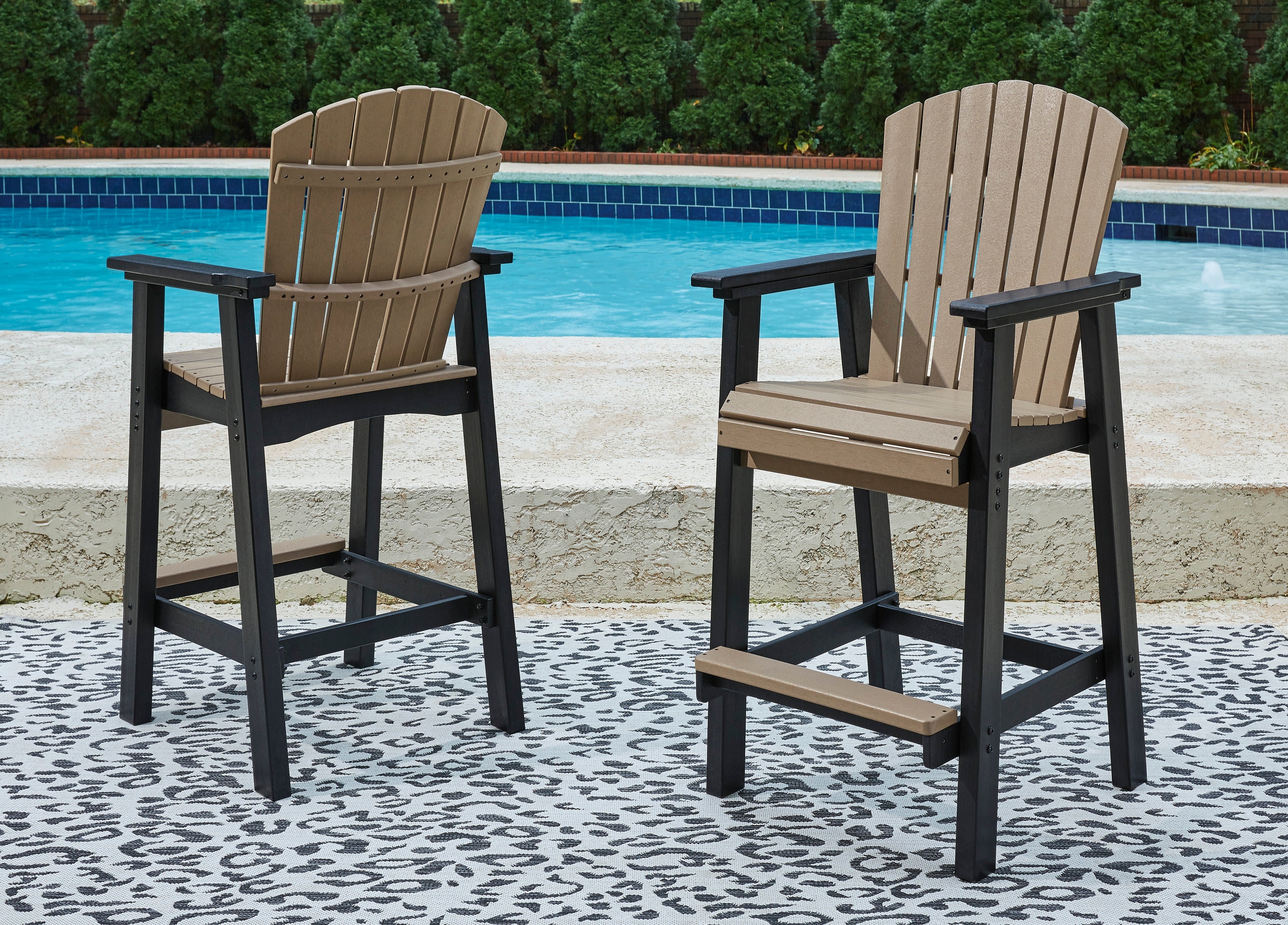 Warmstead Furniture - Ashley Furniture - Fairen Trail Outdoor - Square Counter TBL w/UMB OPT / Black/Driftwood - P211-632