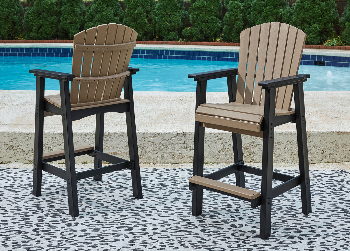 Warmstead Furniture - Ashley Furniture - Fairen Trail Outdoor - Square Counter TBL w/UMB OPT / Black/Driftwood - P211-632