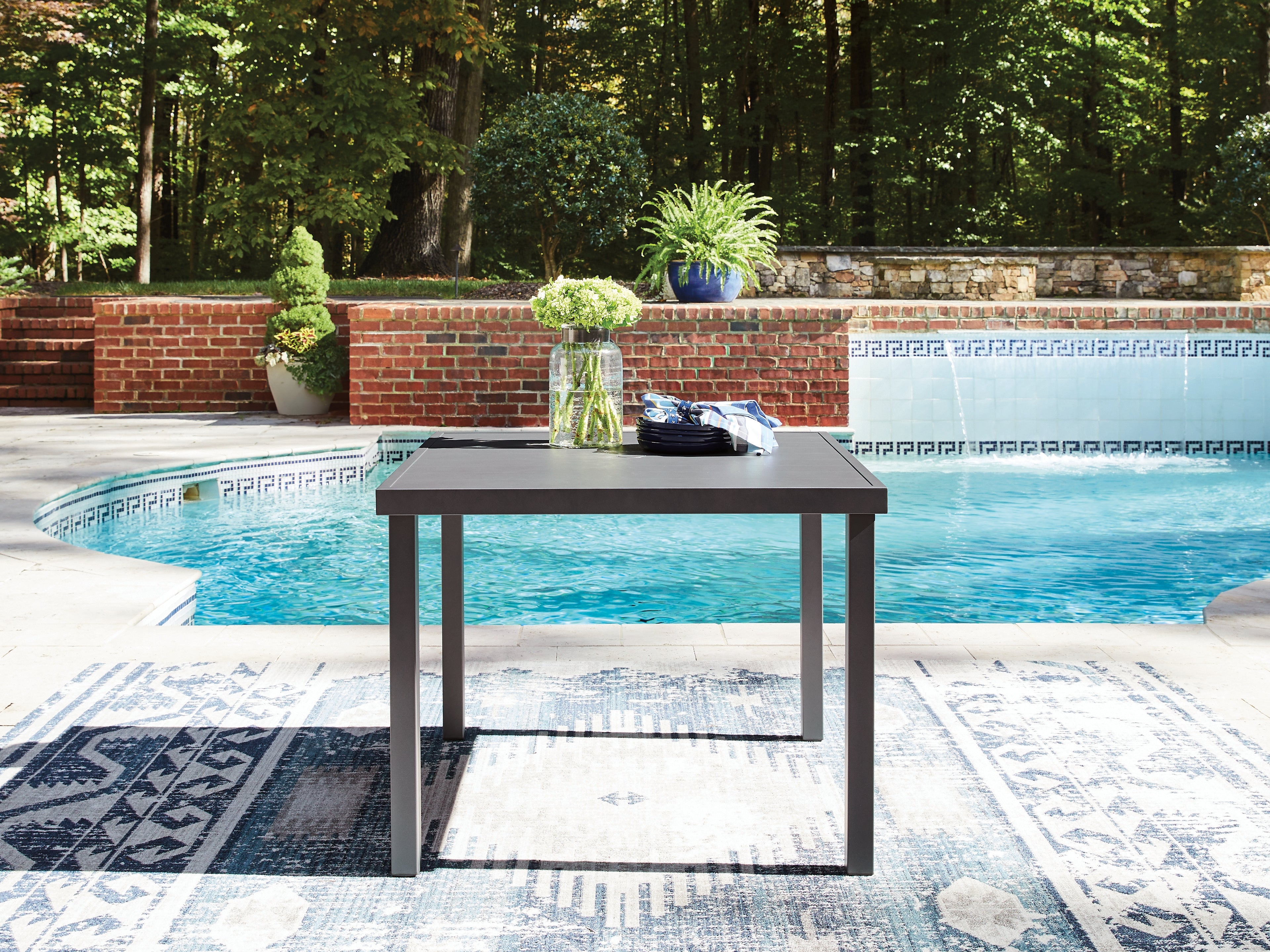 Warmstead Furniture - Ashley Furniture - Rocky Creek Outdoor - Square Dining Table w/UMB OPT - PCP326-615