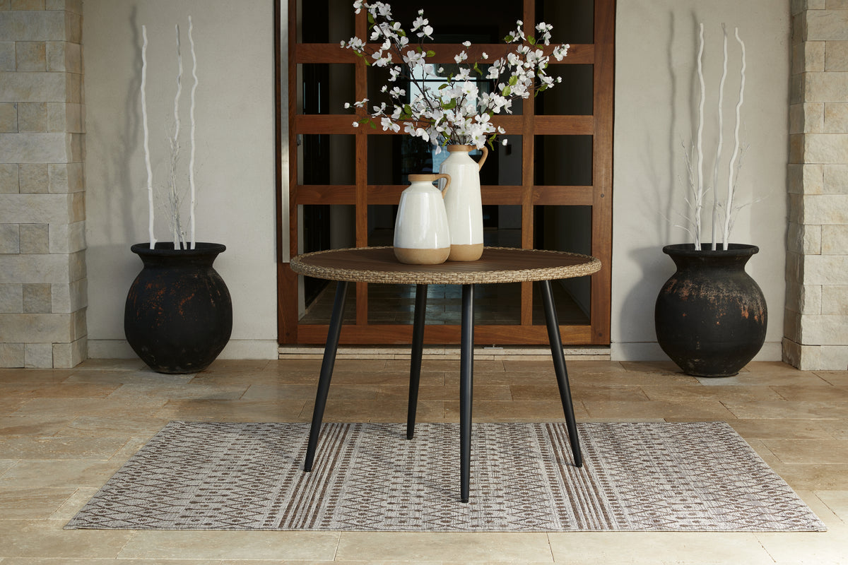 Warmstead Furniture - Ashley Furniture - Amaris Outdoor - Round Dining Table / Brown/Black - P369-615